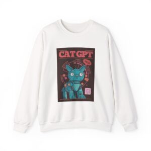 Robot Cat AI sweatshirt | Funny Cyberpunk Cat Hoodie for Tech Lovers