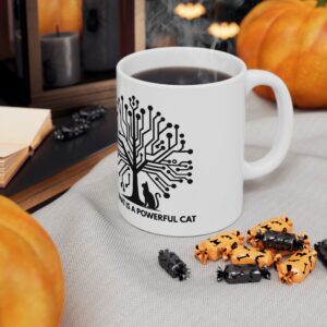 Circuit Tree Cat Mug | AI Tech Minimalist Coffee Cup Gift