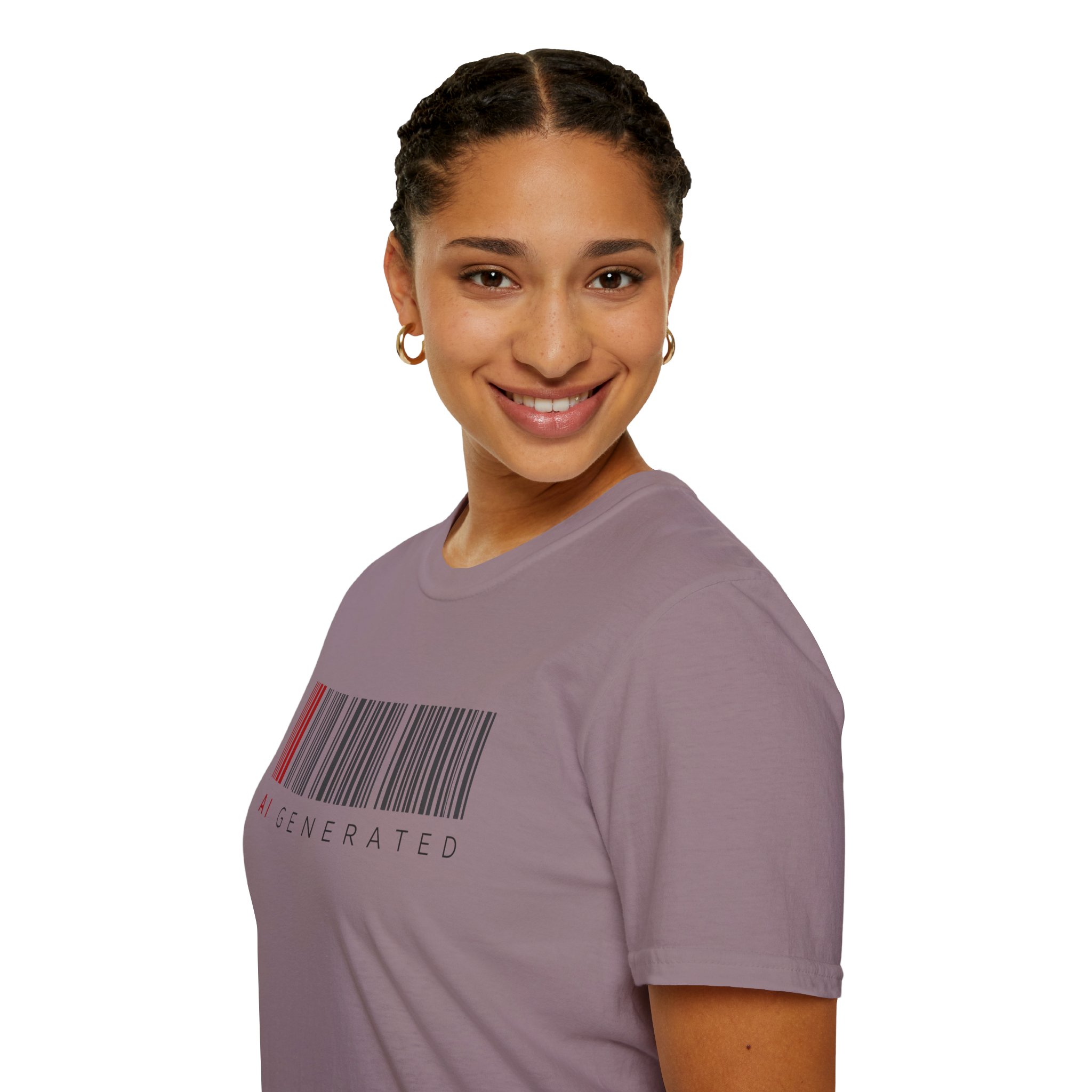AI Generated Barcode Dark Minimalist Generative Art Graphic T-Shirt - Image 150