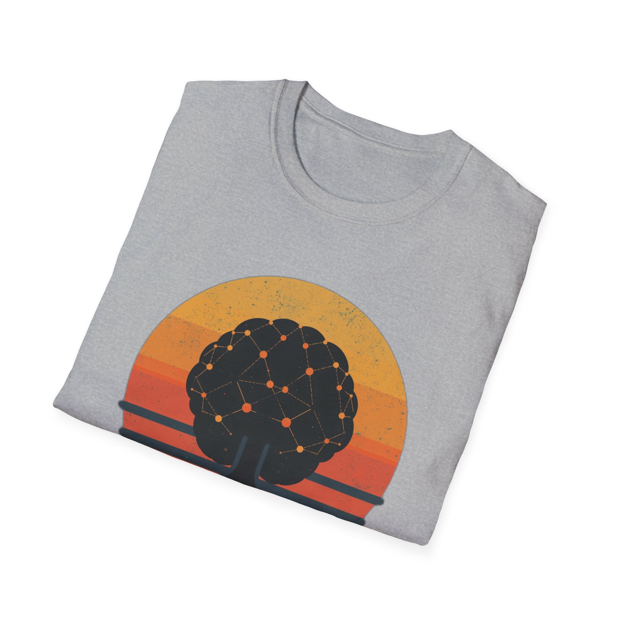 Powered by Neural Nets Retro Sunset Neural Network Tree AI T-Shirt - Image 40