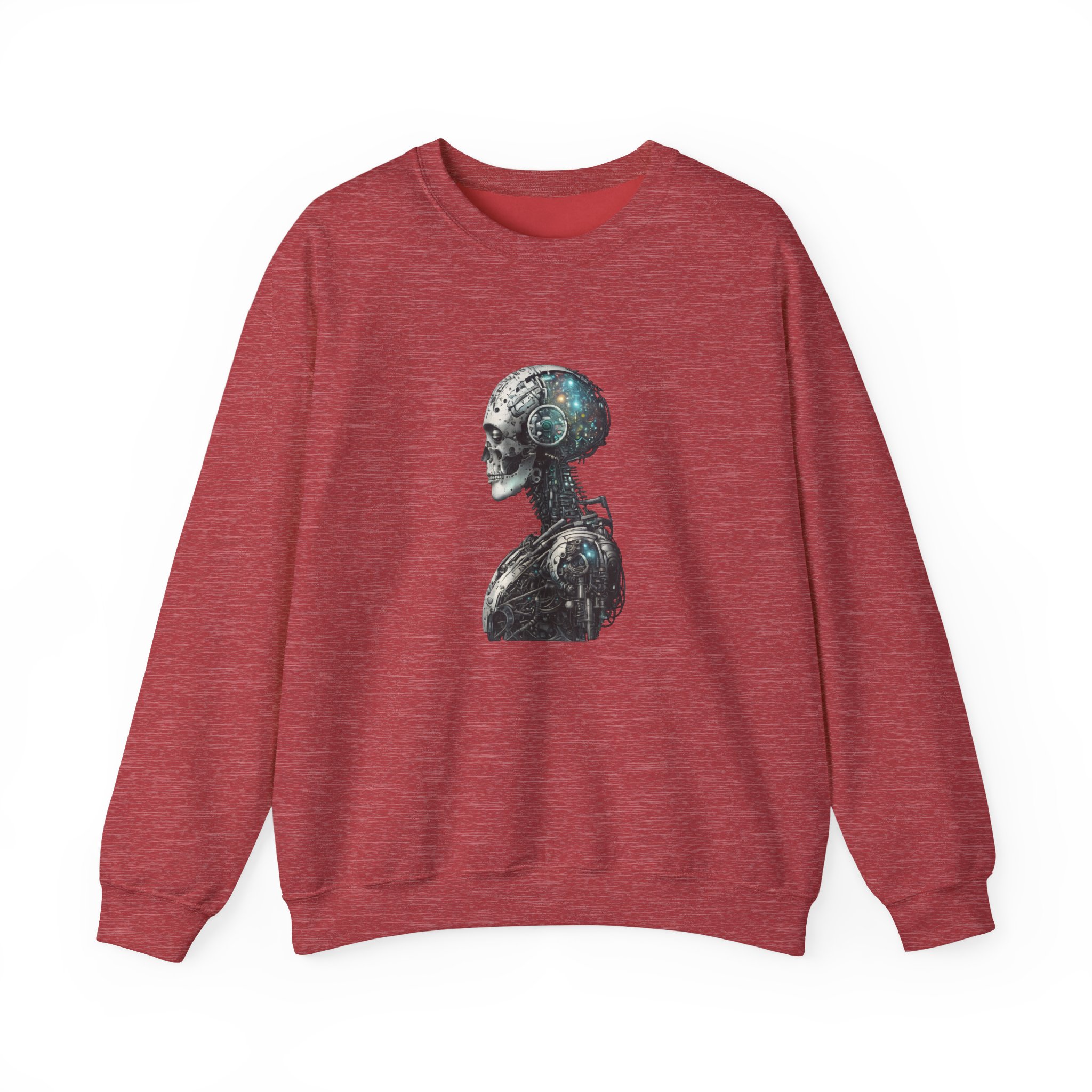 Cosmic Cyber Skull – Dark Cyberpunk Biomechanical Crewneck Sweatshirt - Image 127