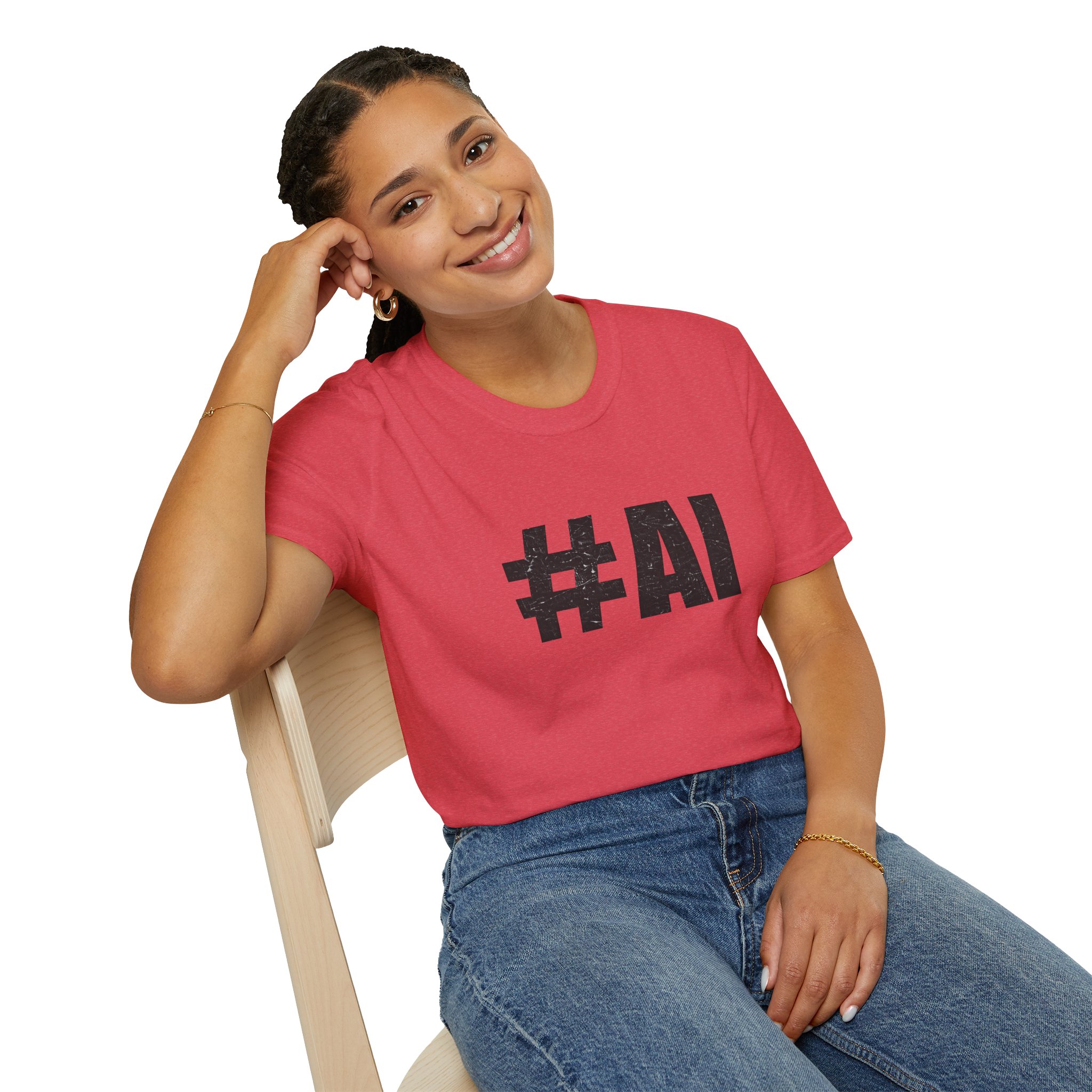 #AI Distressed Dark Minimalist Artificial Intelligence Graphic T-Shirt - Image 173