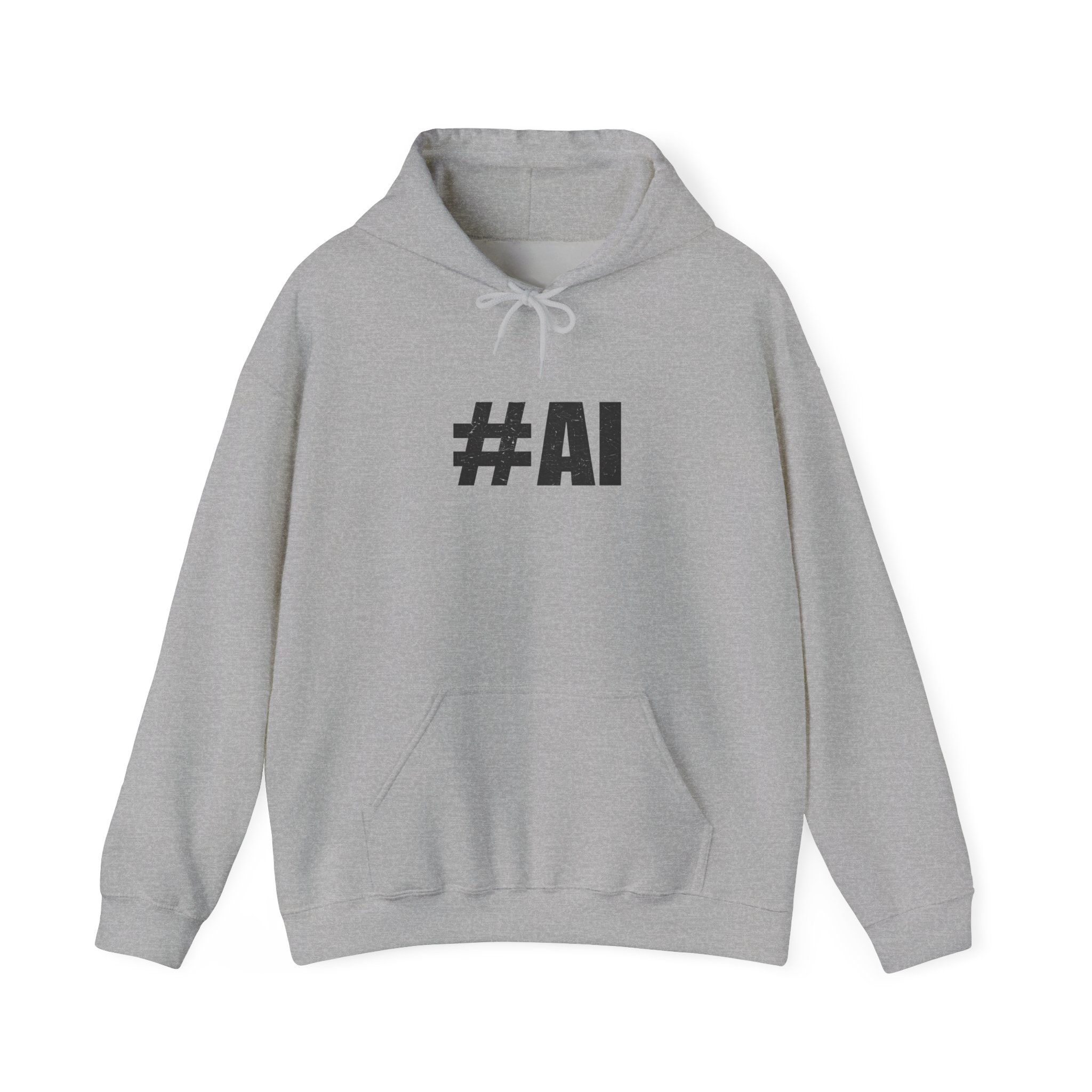 #AI Distressed Dark Minimalist Artificial Intelligence Pullover Hoodie - Image 49