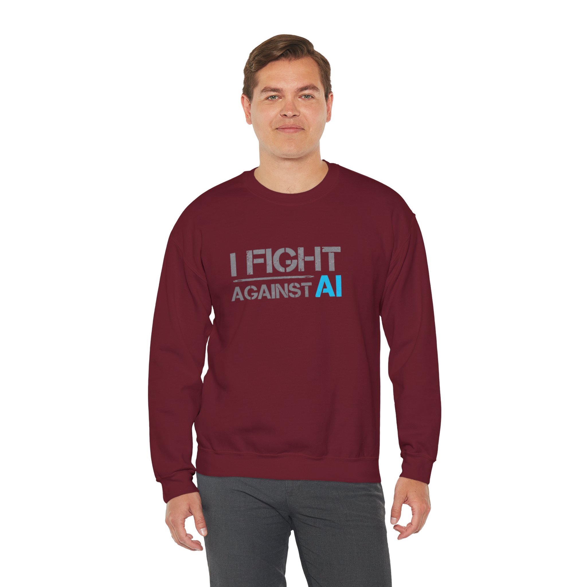 I Fight Against AI – Human Creativity Resistance Crewneck Sweatshirt - Image 87
