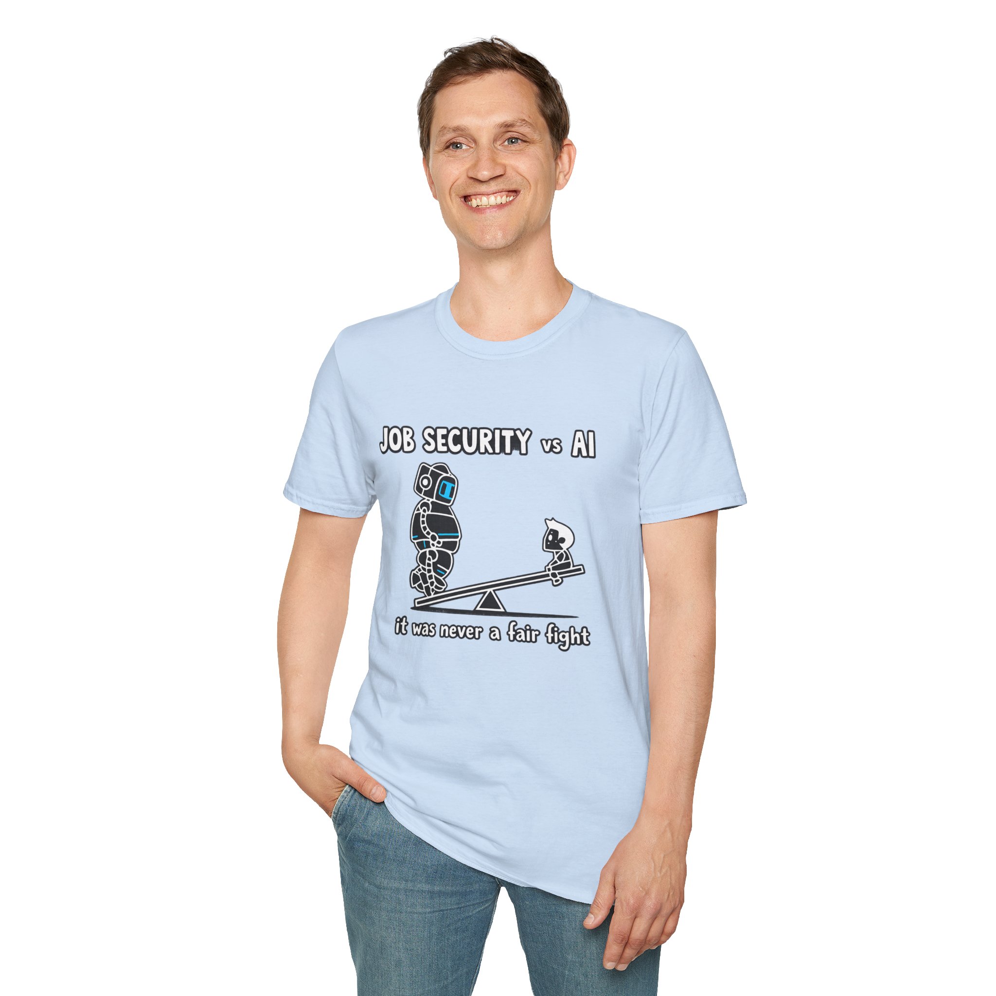 POV You're An AI And It's Monday – Funny Tired Robot Graphic T-Shirt - Image 83