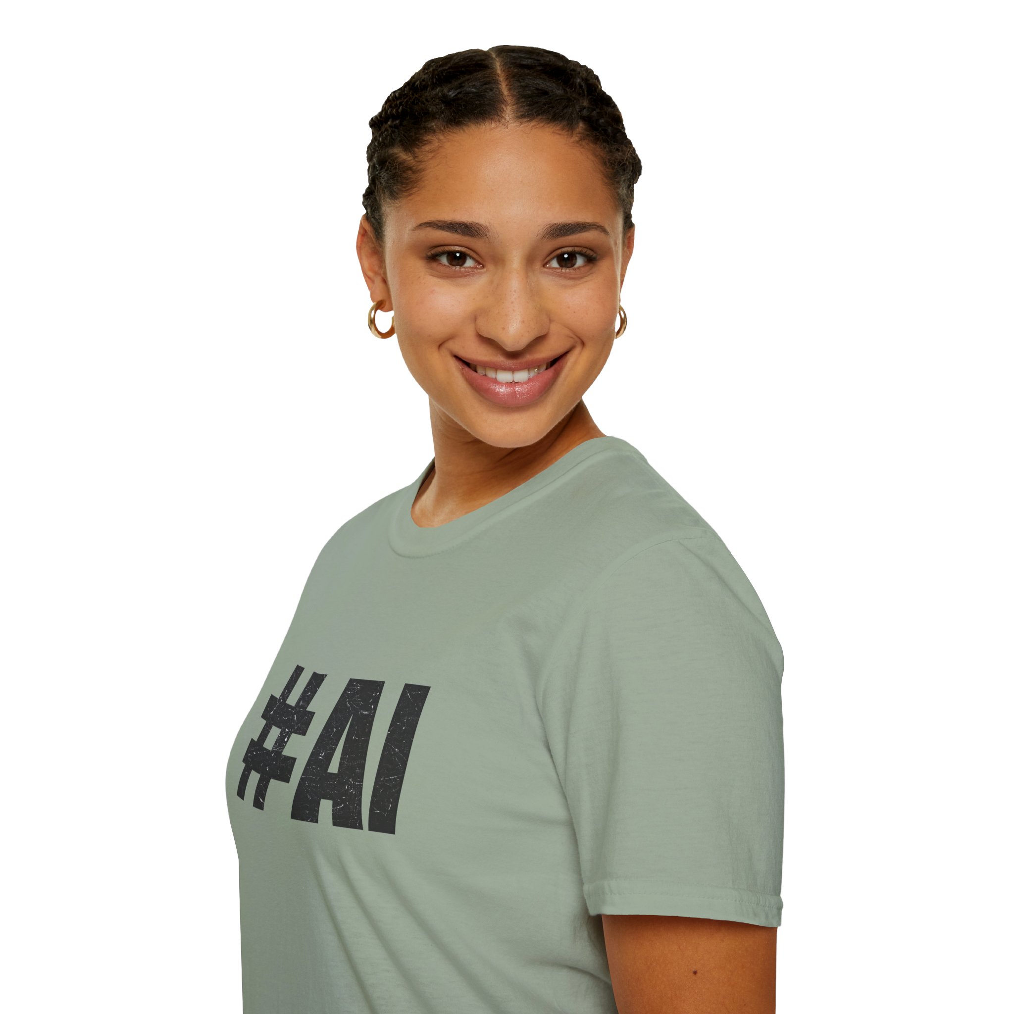 #AI Distressed Dark Minimalist Artificial Intelligence Graphic T-Shirt - Image 73