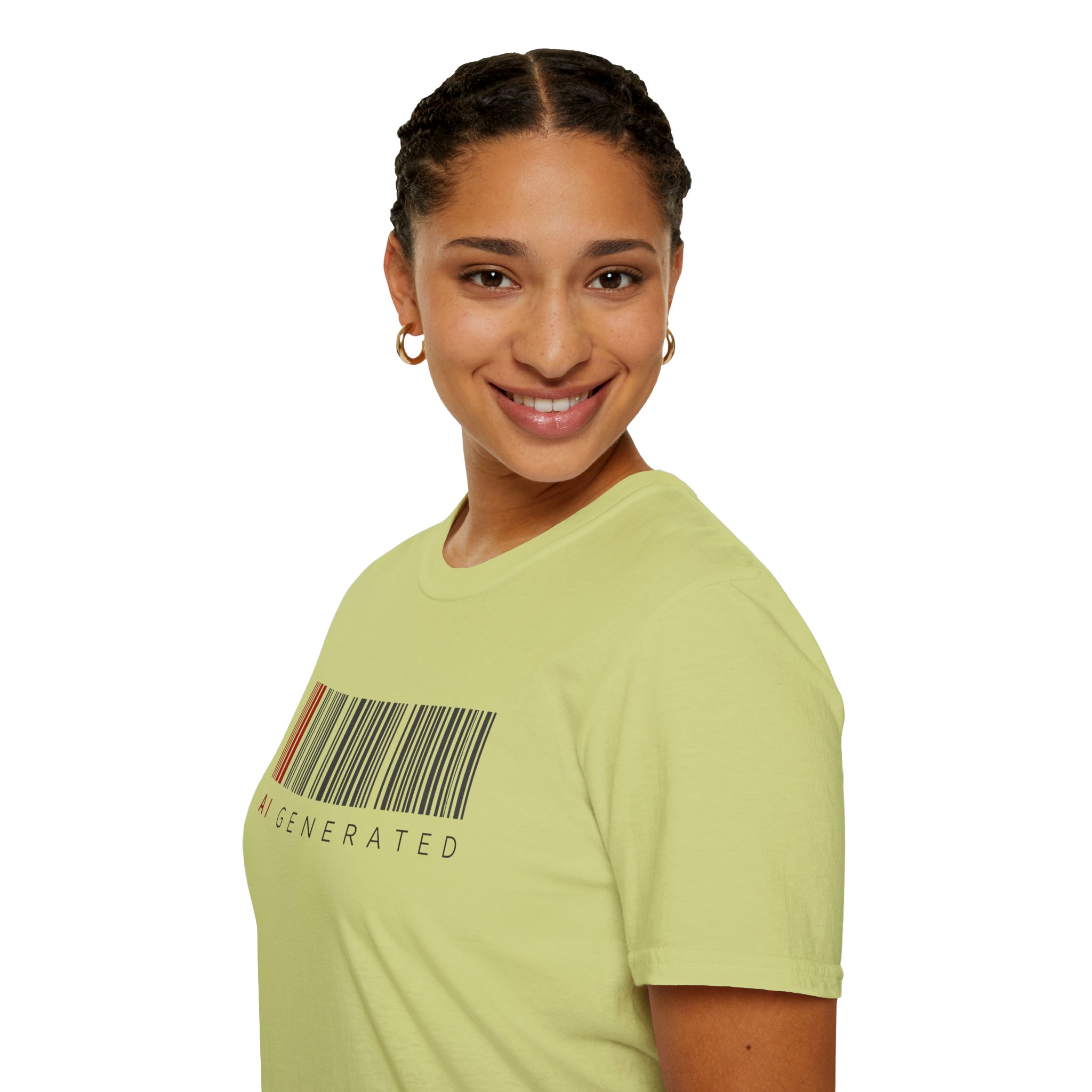 AI Generated Barcode Dark Minimalist Generative Art Graphic T-Shirt - Image 161