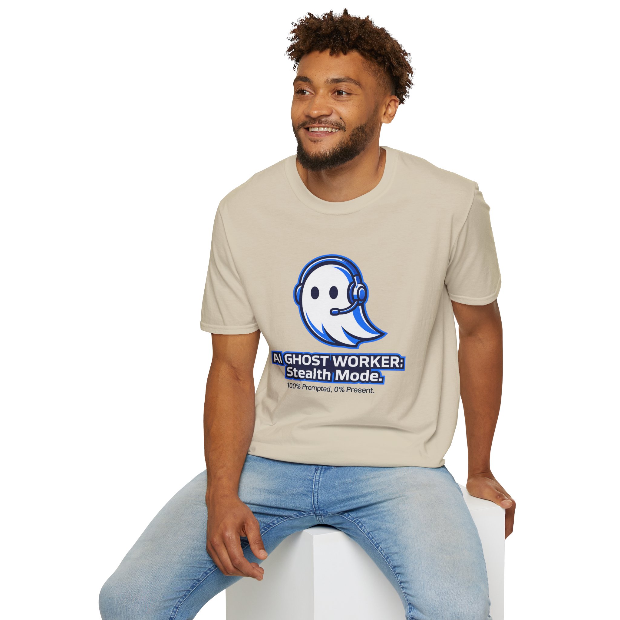 AI Ghost Worker Stealth Mode – 100% Prompted 0% Present Funny T-Shirt - Image 32