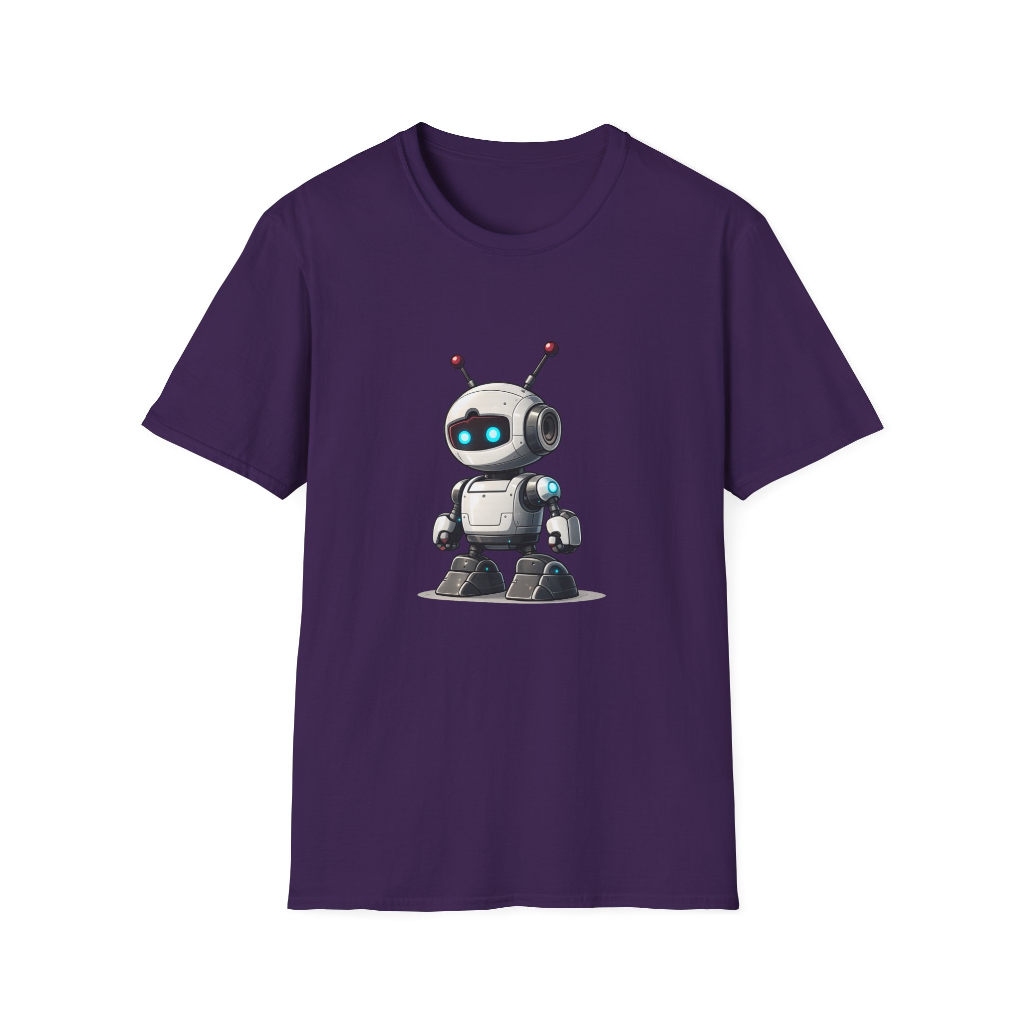 Cute Robot Glowing Eyes – Funny AI Tech Mascot Graphic T-Shirt - Image 133