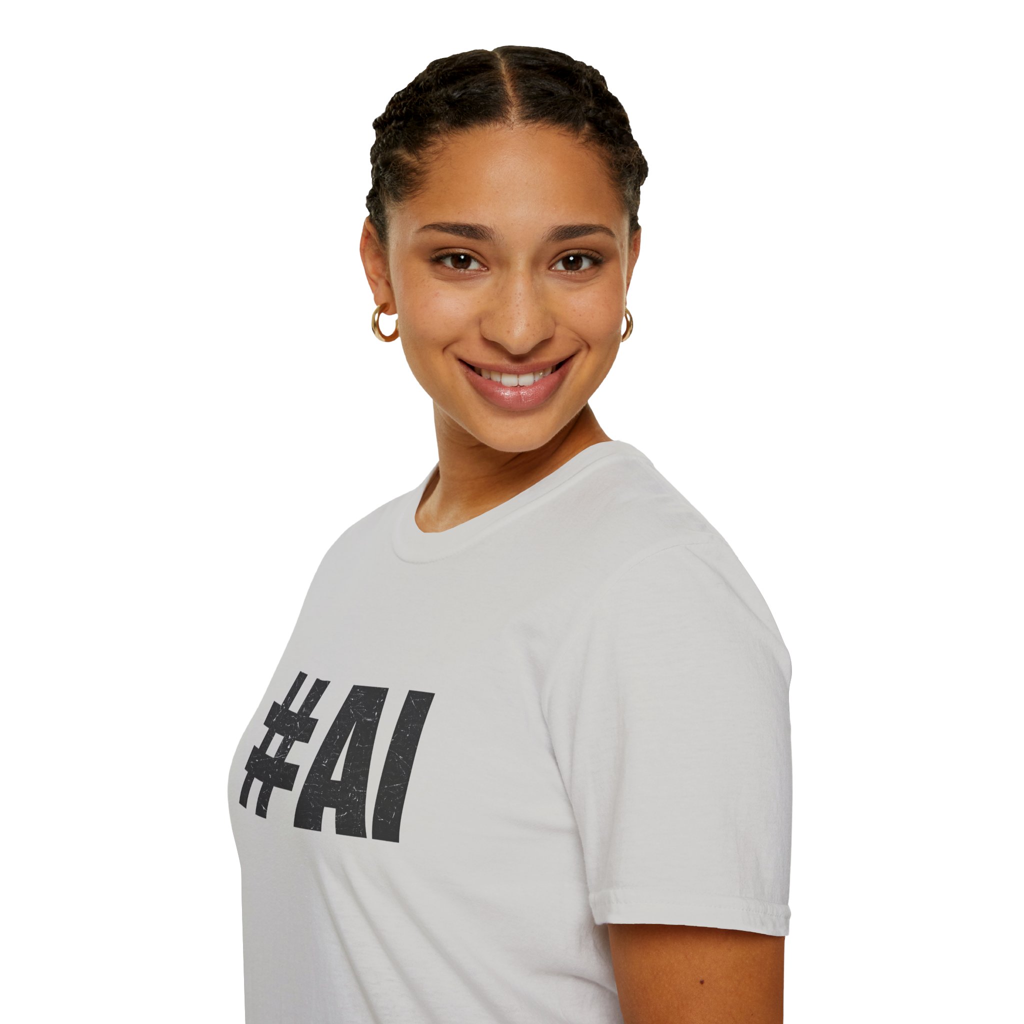 #AI Distressed Dark Minimalist Artificial Intelligence Graphic T-Shirt - Image 40