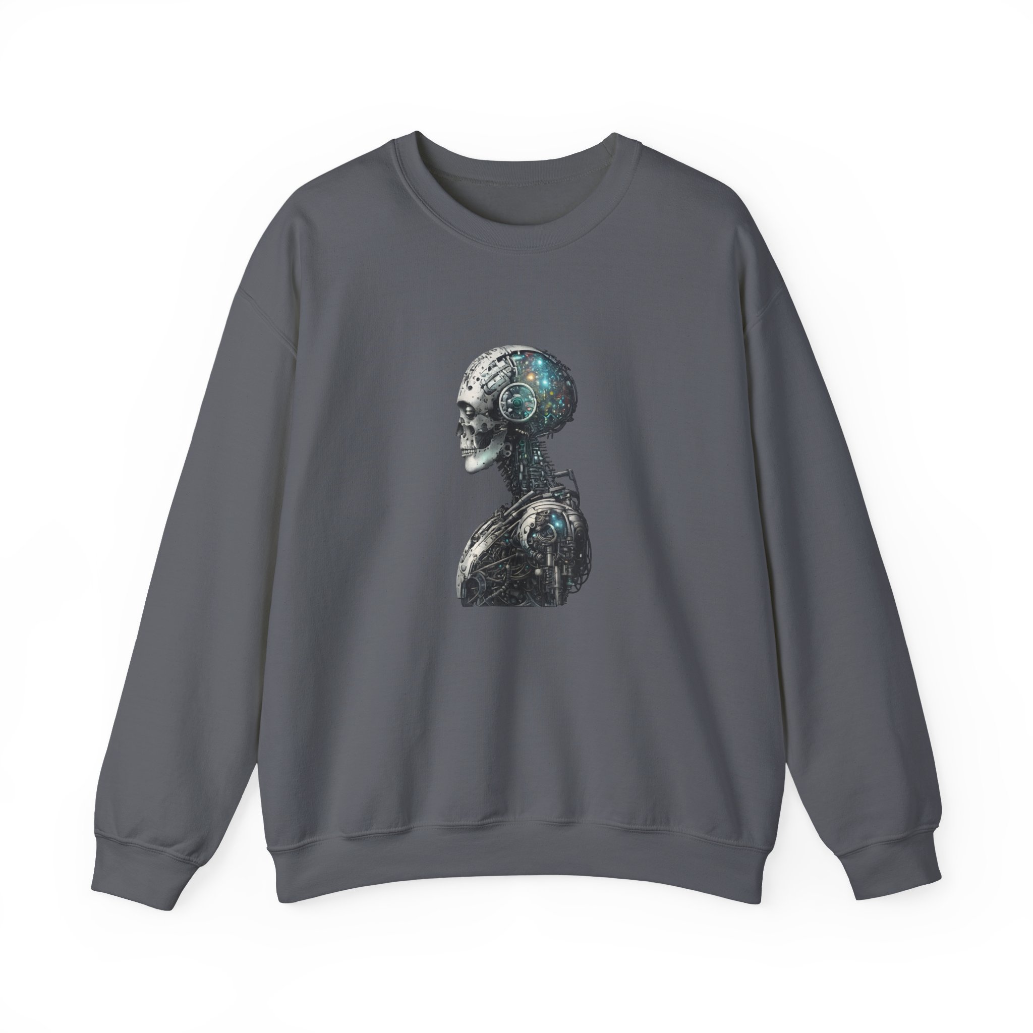 Cosmic Cyber Skull – Dark Cyberpunk Biomechanical Crewneck Sweatshirt - Image 109