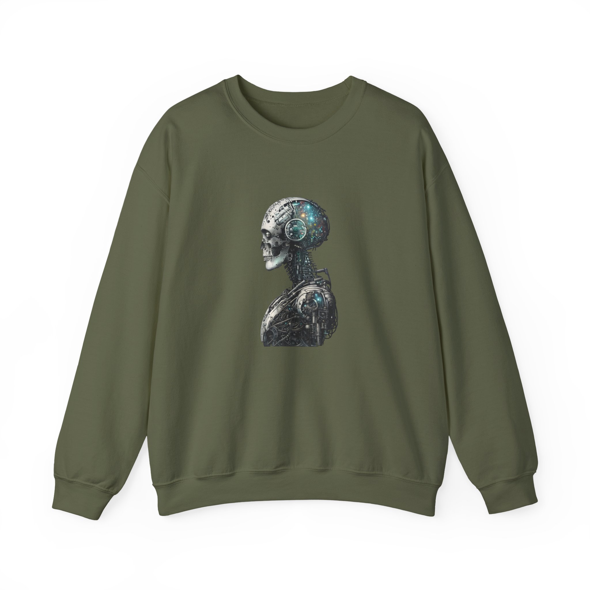 Cosmic Cyber Skull – Dark Cyberpunk Biomechanical Crewneck Sweatshirt - Image 46