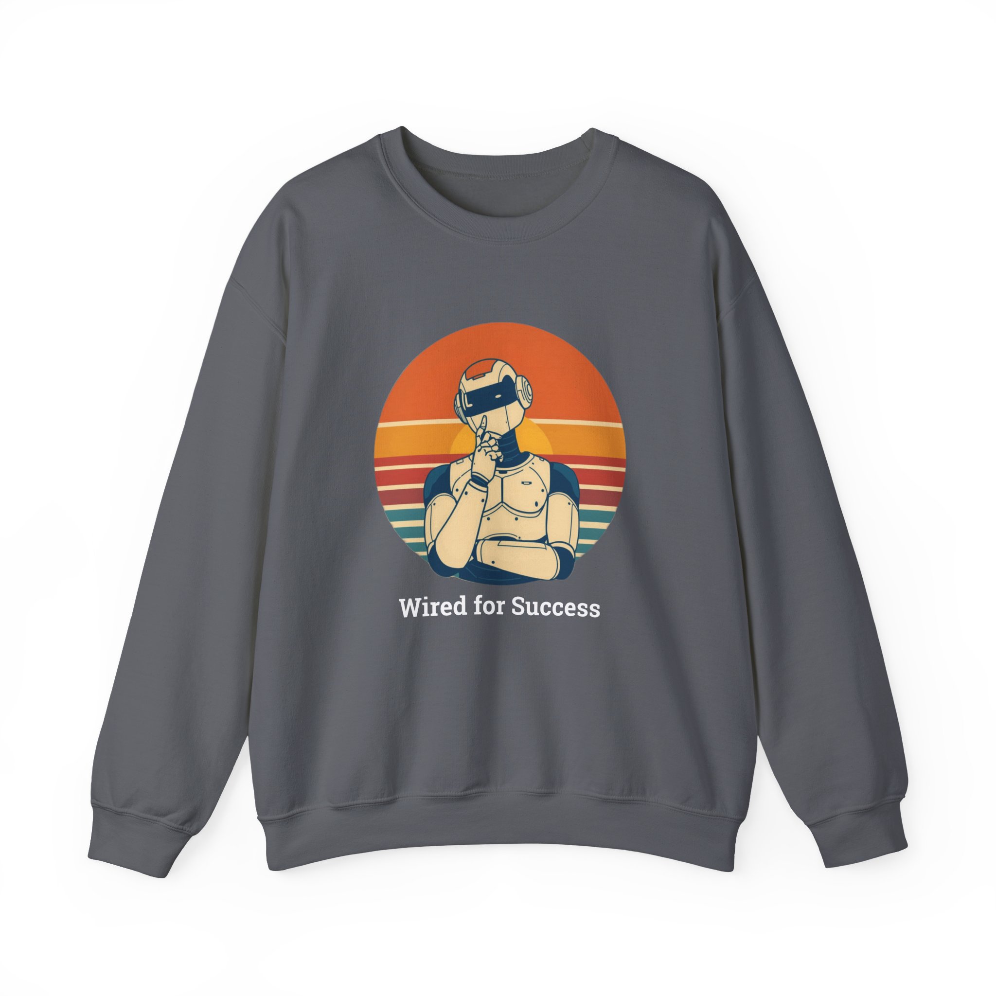 Wired for Success Retro Robot Thinker AI Tech Sweatshirt Gift - Image 49