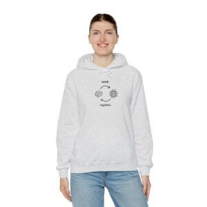 Human Brain Meets AI – Work Together Minimal Line Art Pullover Hoodie
