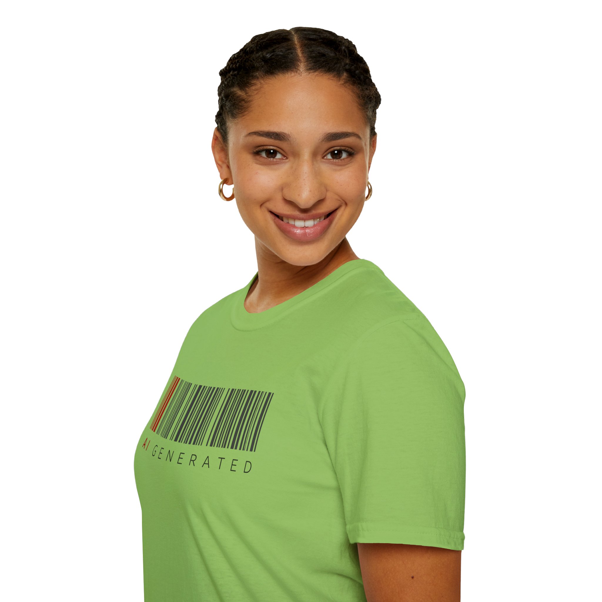 AI Generated Barcode Dark Minimalist Generative Art Graphic T-Shirt - Image 95