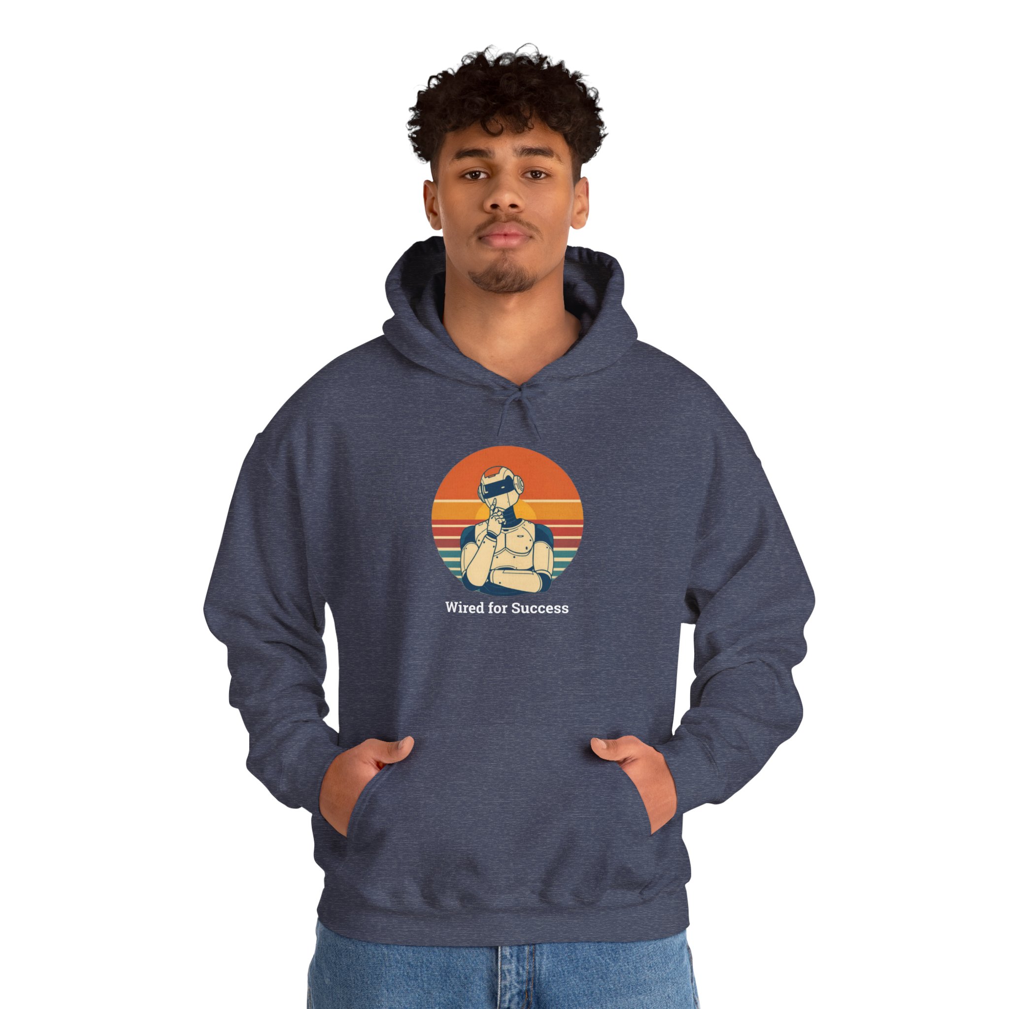 Wired for Success Retro Robot AI Hoodie Tech Gift Hooded Sweatshirt - Image 46