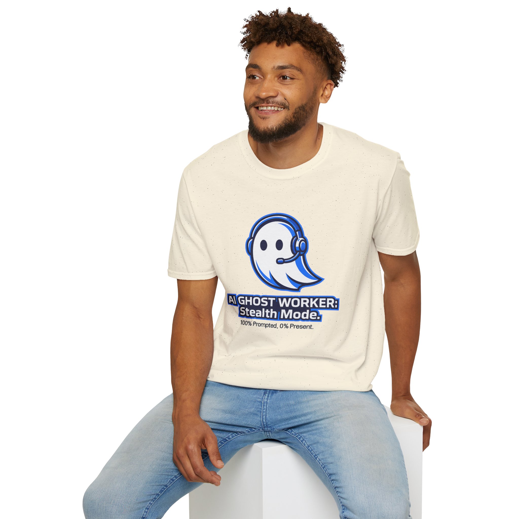 AI Ghost Worker Stealth Mode – 100% Prompted 0% Present Funny T-Shirt - Image 54