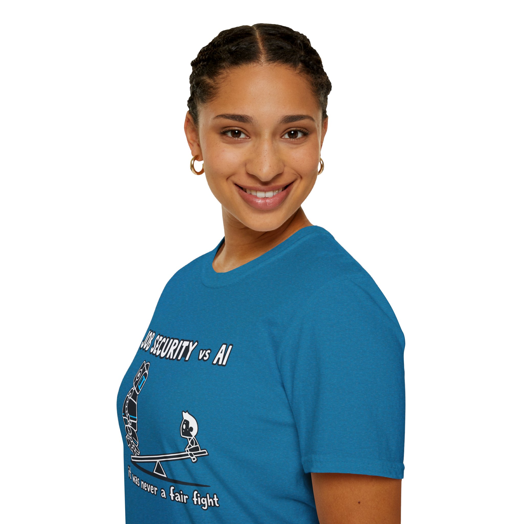 POV You're An AI And It's Monday – Funny Tired Robot Graphic T-Shirt - Image 117