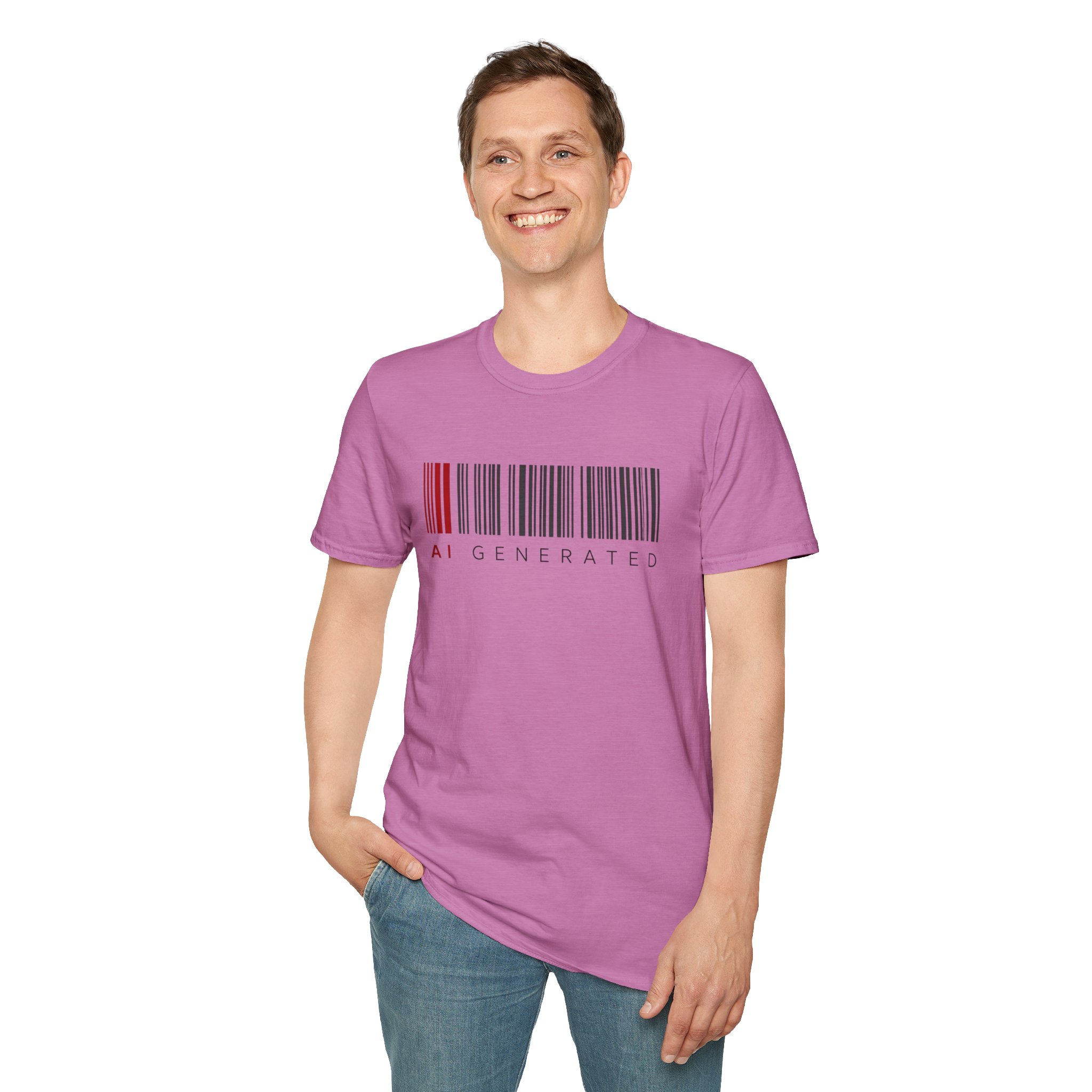 AI Generated Barcode Dark Minimalist Generative Art Graphic T-Shirt - Image 127