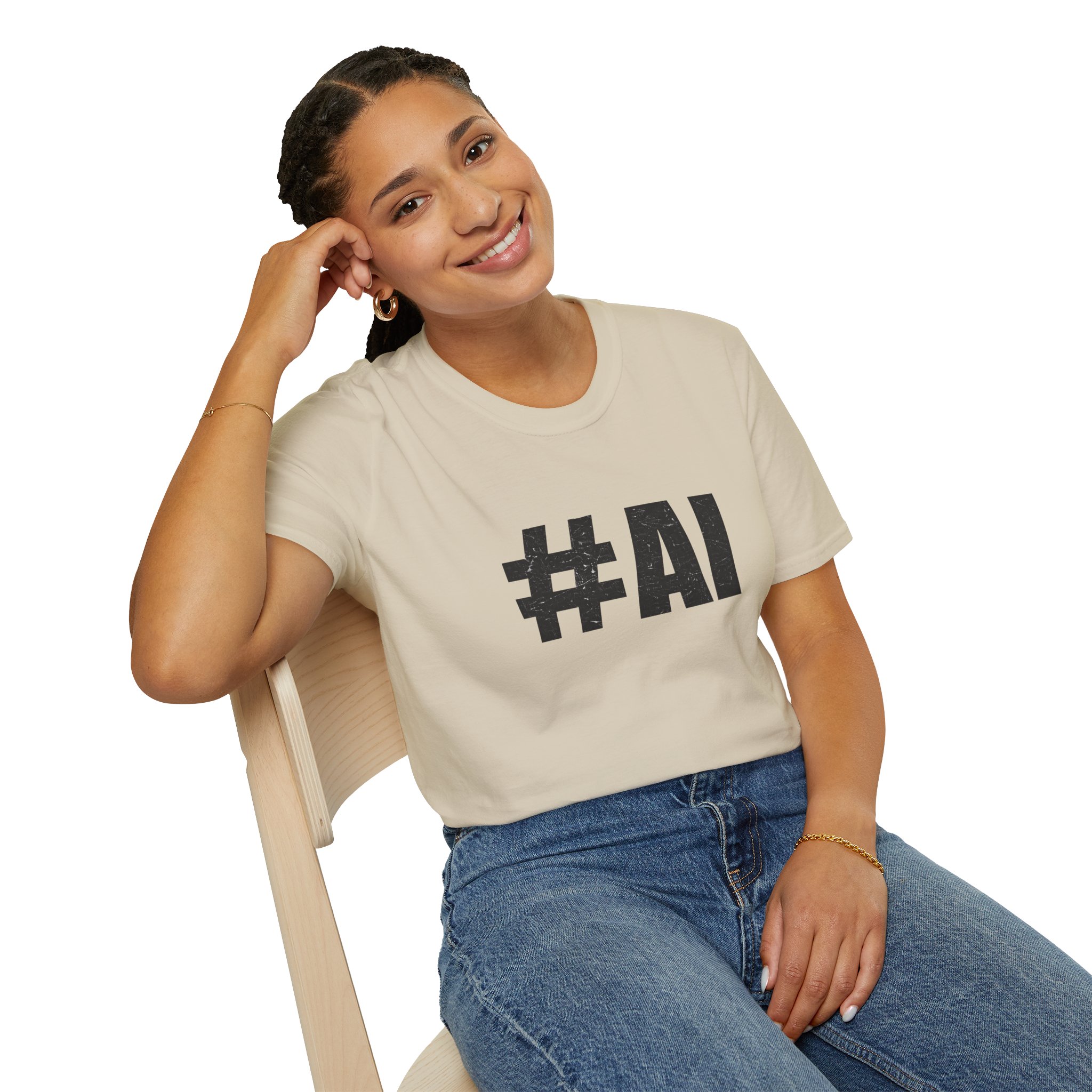 #AI Distressed Dark Minimalist Artificial Intelligence Graphic T-Shirt - Image 30