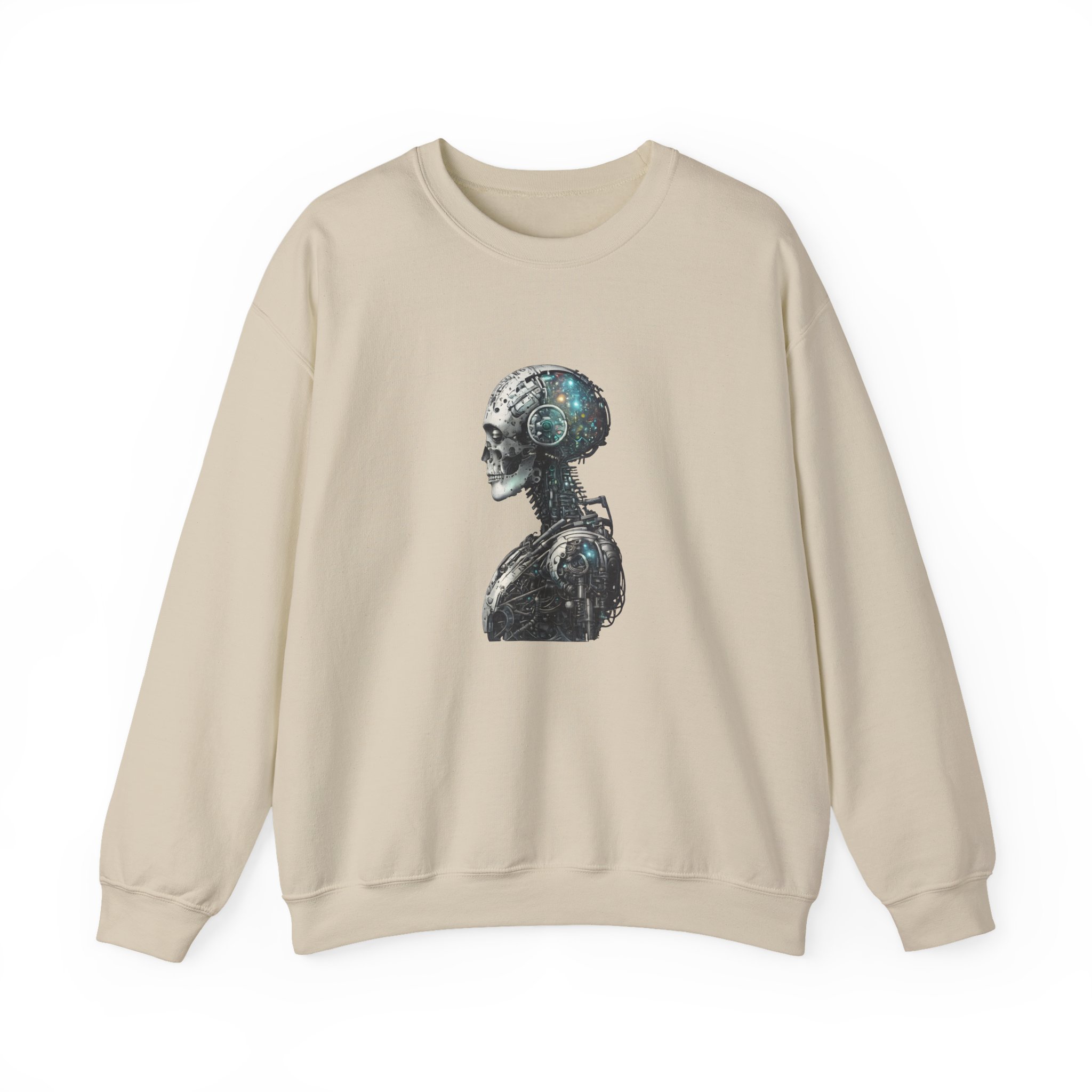 Cosmic Cyber Skull – Dark Cyberpunk Biomechanical Crewneck Sweatshirt - Image 28