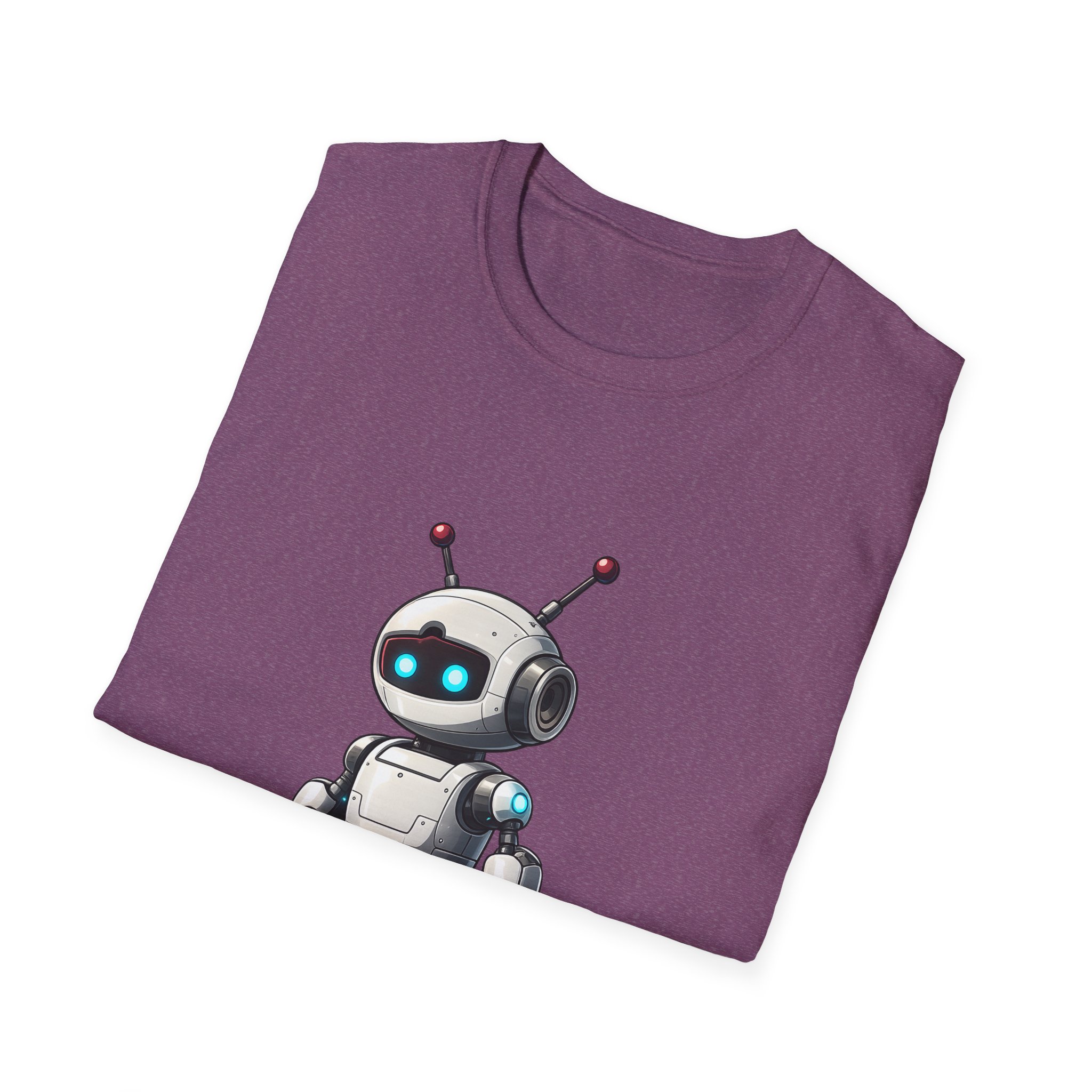 Cute Robot Glowing Eyes – Funny AI Tech Mascot Graphic T-Shirt - Image 147