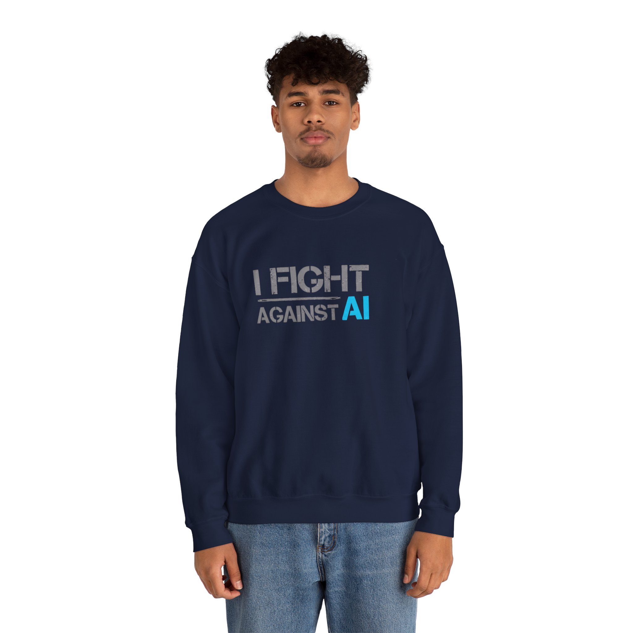 I Fight Against AI – Human Creativity Resistance Crewneck Sweatshirt - Image 68