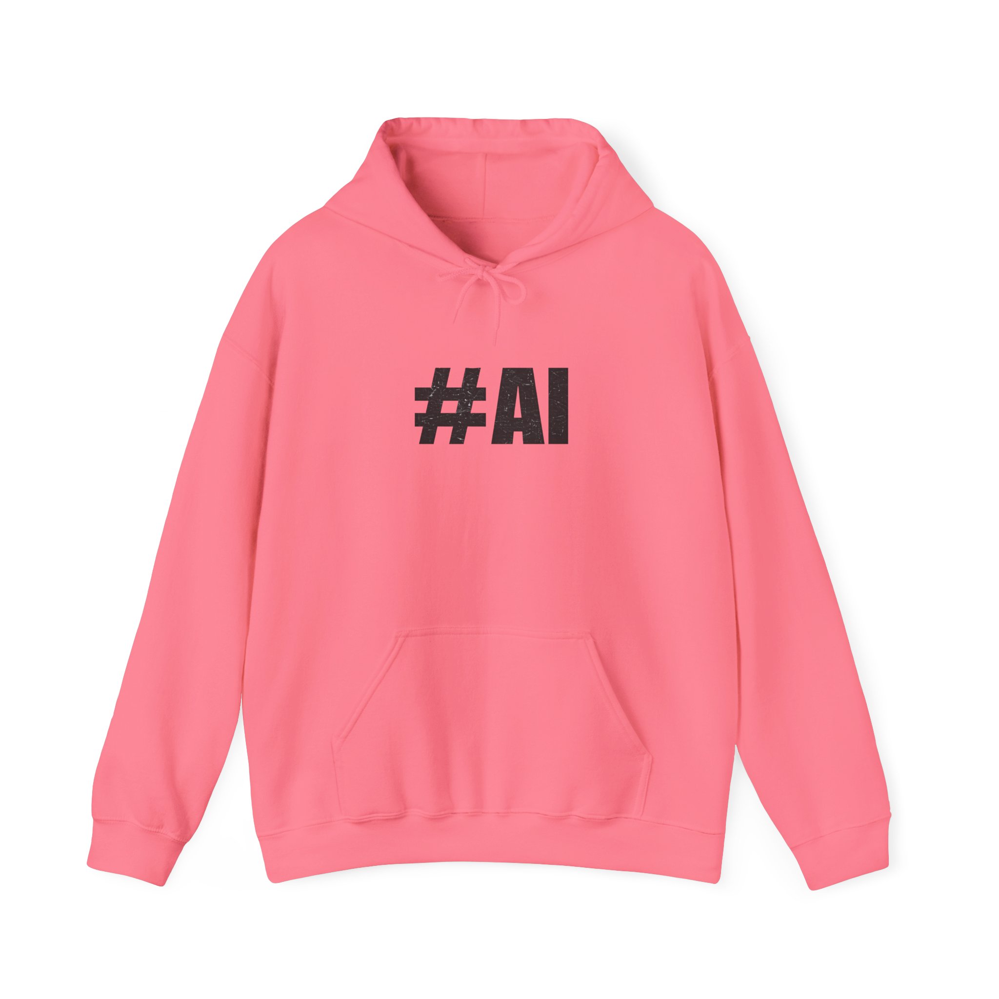 #AI Distressed Dark Minimalist Artificial Intelligence Pullover Hoodie - Image 121
