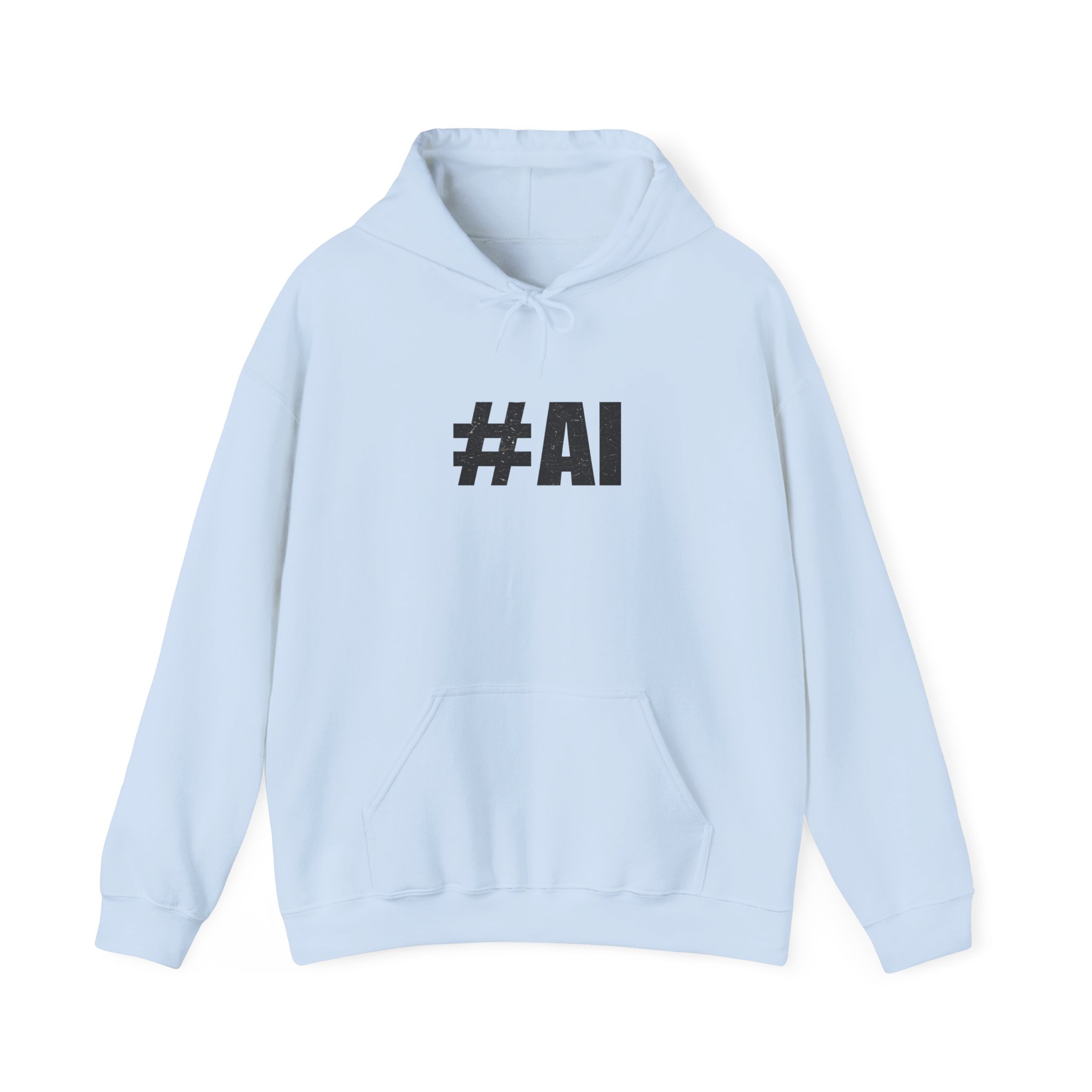 #AI Distressed Dark Minimalist Artificial Intelligence Pullover Hoodie - Image 61