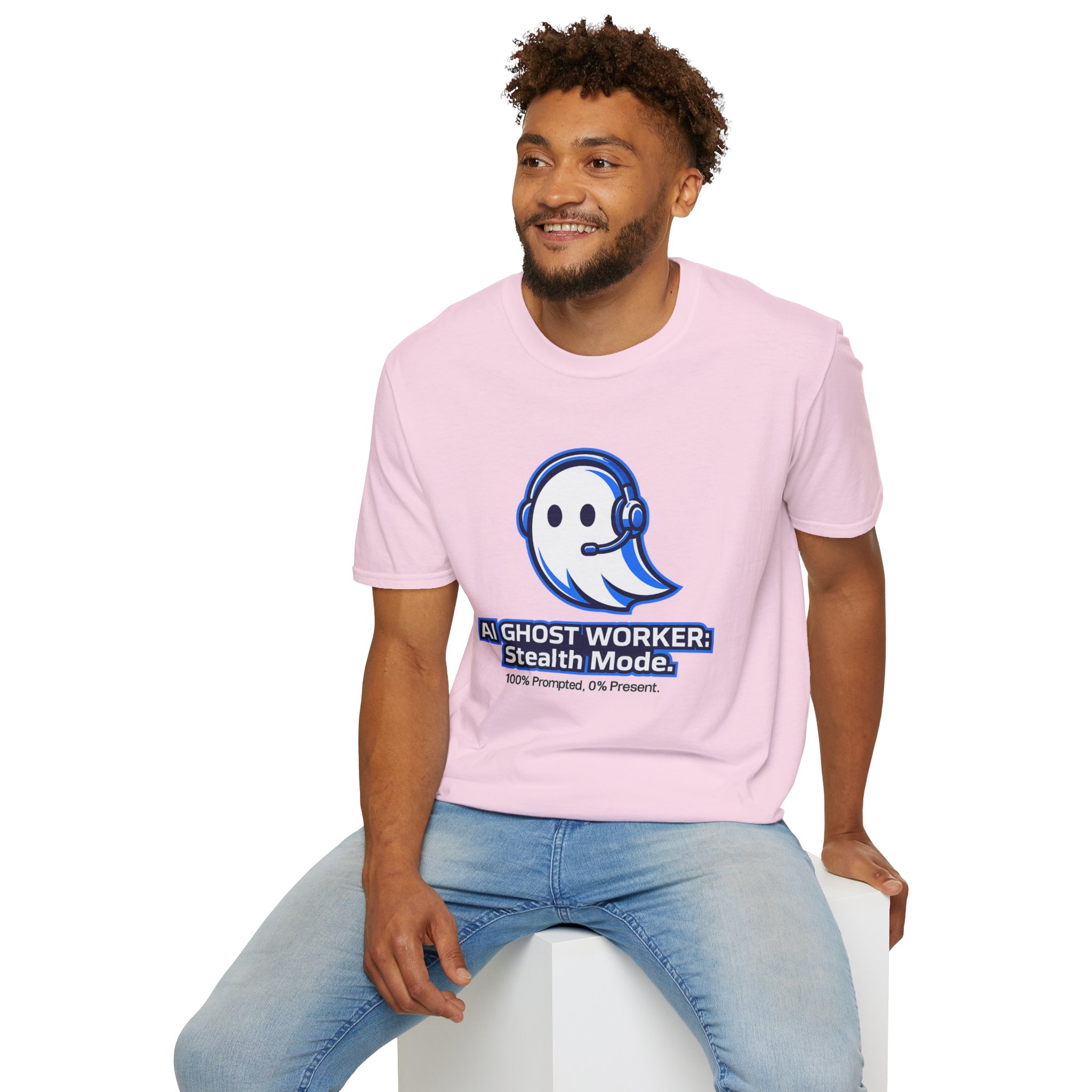 AI Ghost Worker Stealth Mode – 100% Prompted 0% Present Funny T-Shirt - Image 98