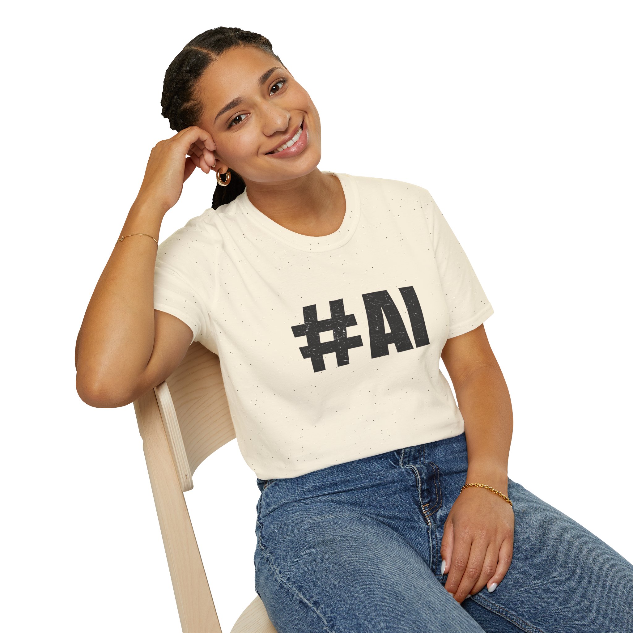 #AI Distressed Dark Minimalist Artificial Intelligence Graphic T-Shirt - Image 52