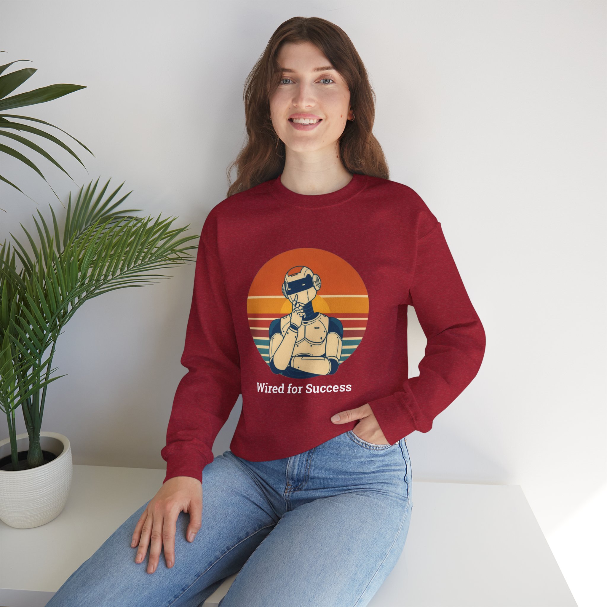 Wired for Success Retro Robot Thinker AI Tech Sweatshirt Gift - Image 82