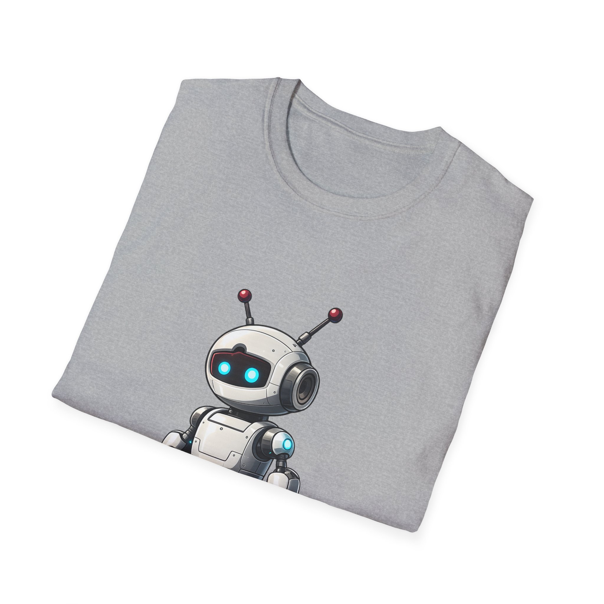 Cute Robot Glowing Eyes – Funny AI Tech Mascot Graphic T-Shirt - Image 5