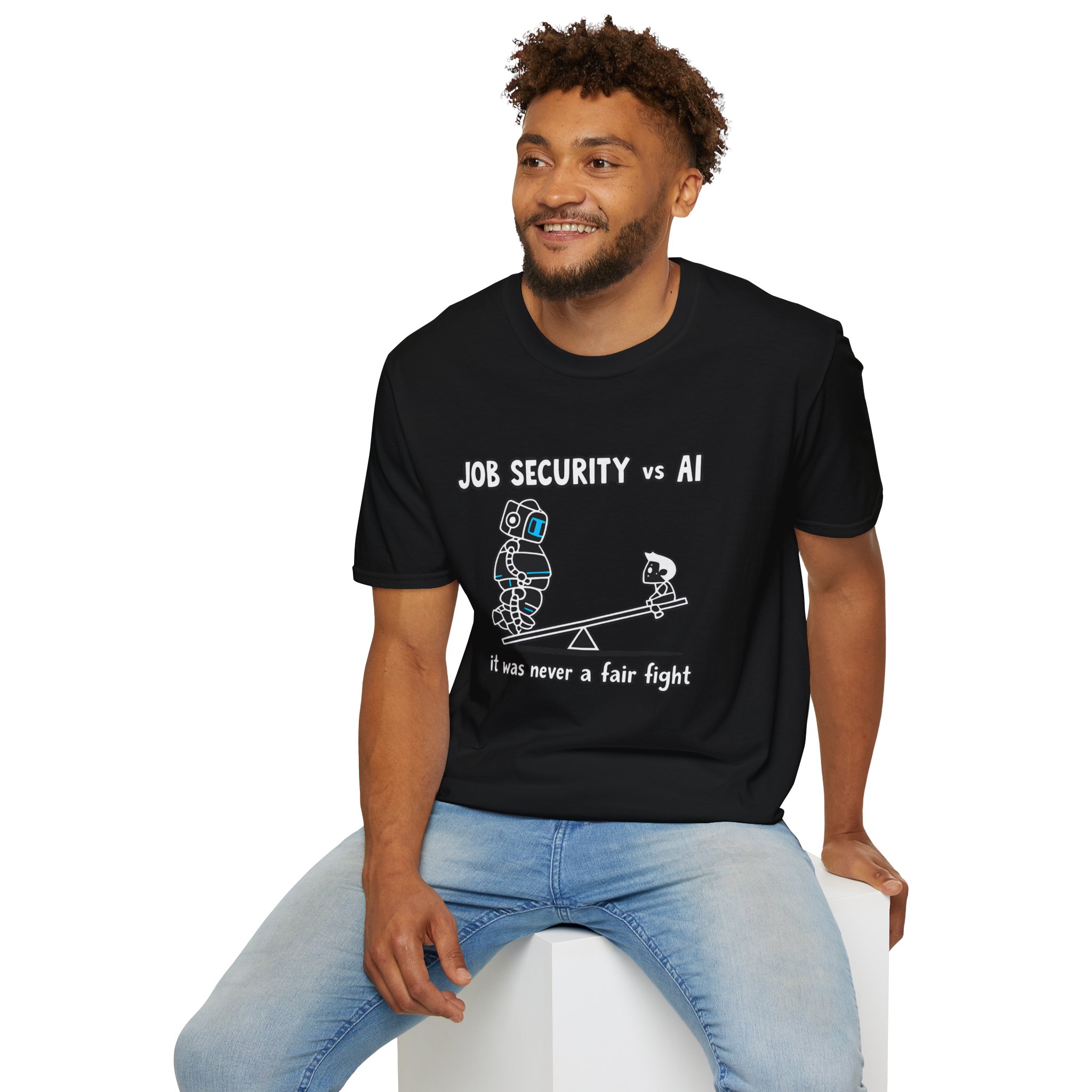POV You're An AI And It's Monday – Funny Tired Robot Graphic T-Shirt - Image 32