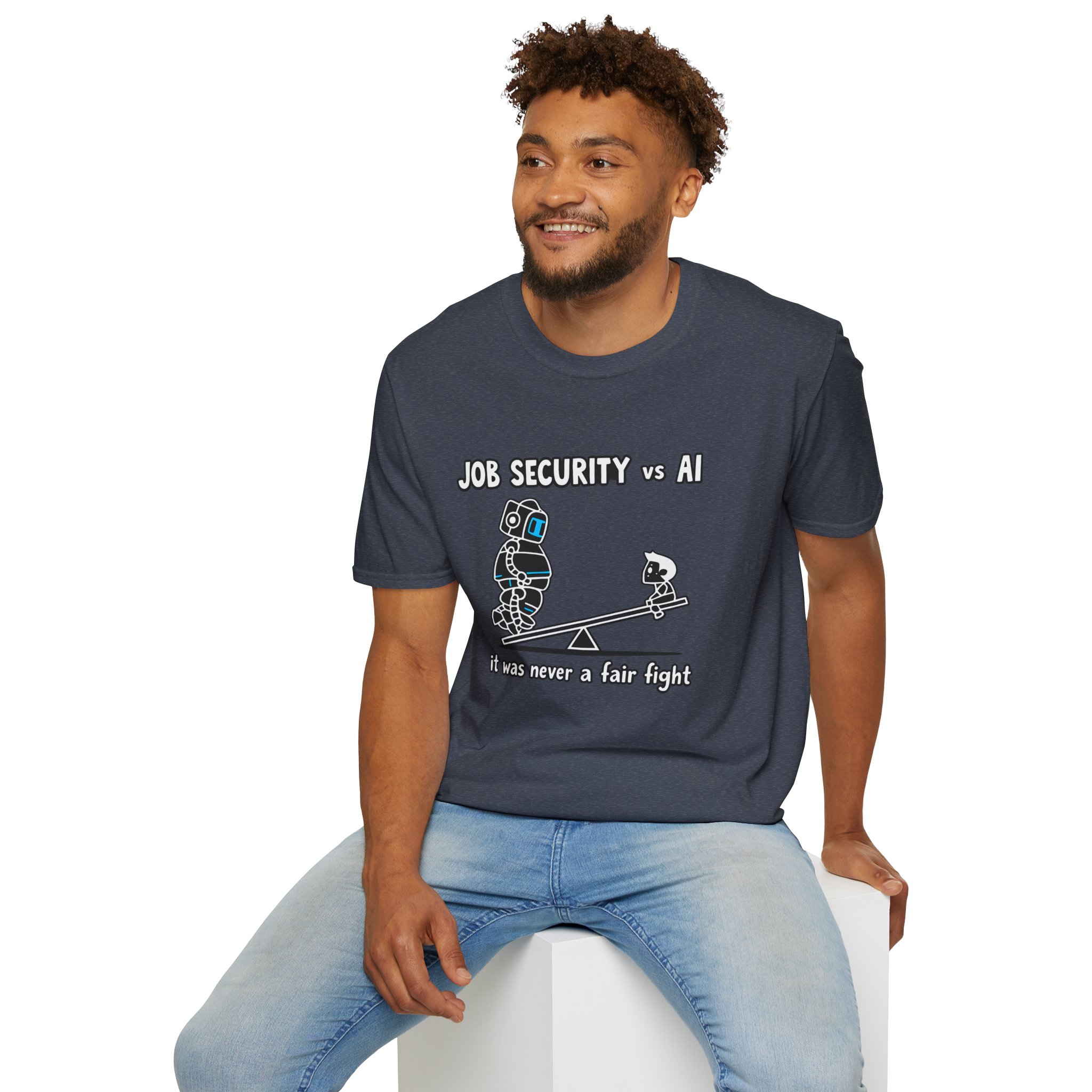 POV You're An AI And It's Monday – Funny Tired Robot Graphic T-Shirt - Image 131