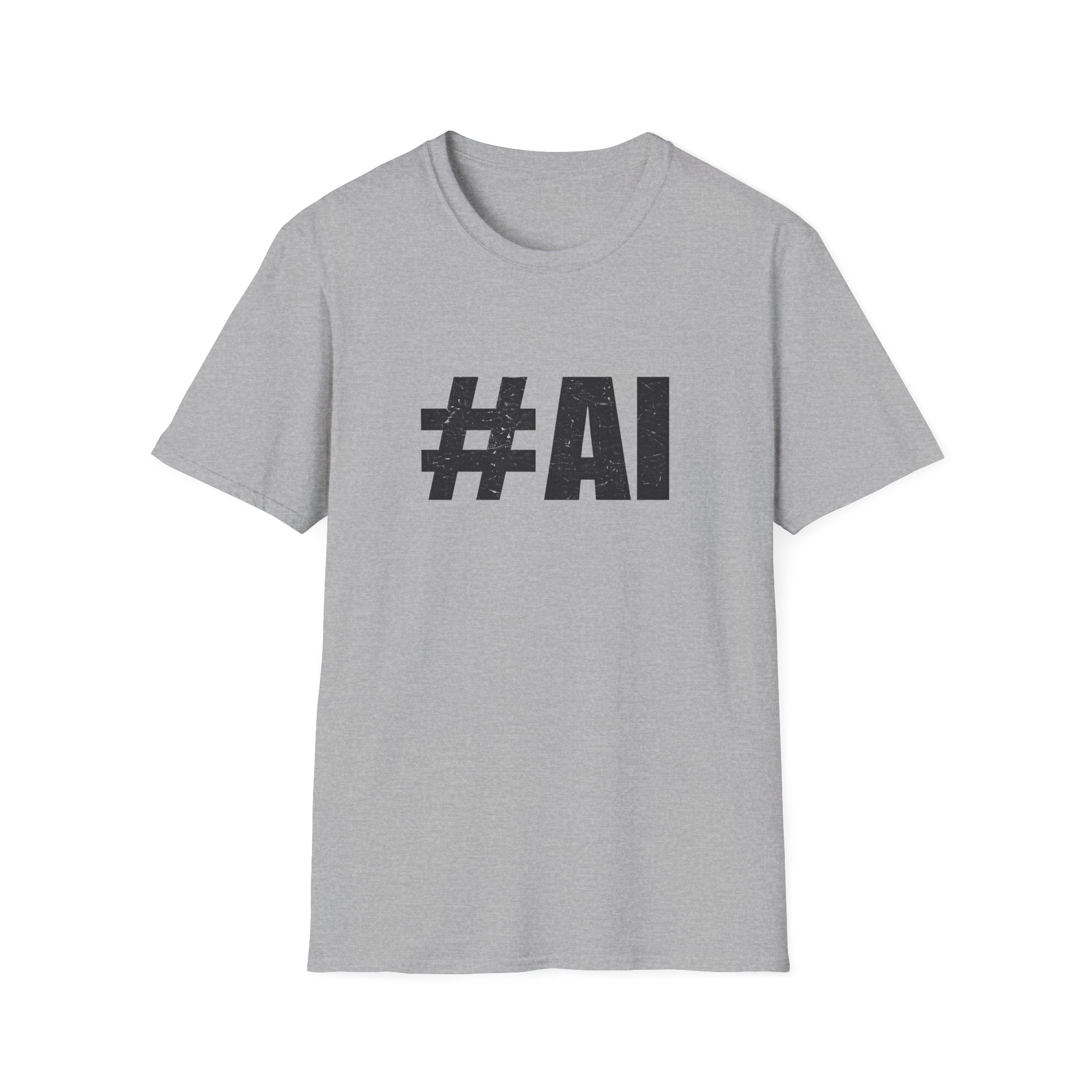#AI Distressed Dark Minimalist Artificial Intelligence Graphic T-Shirt - Image 2