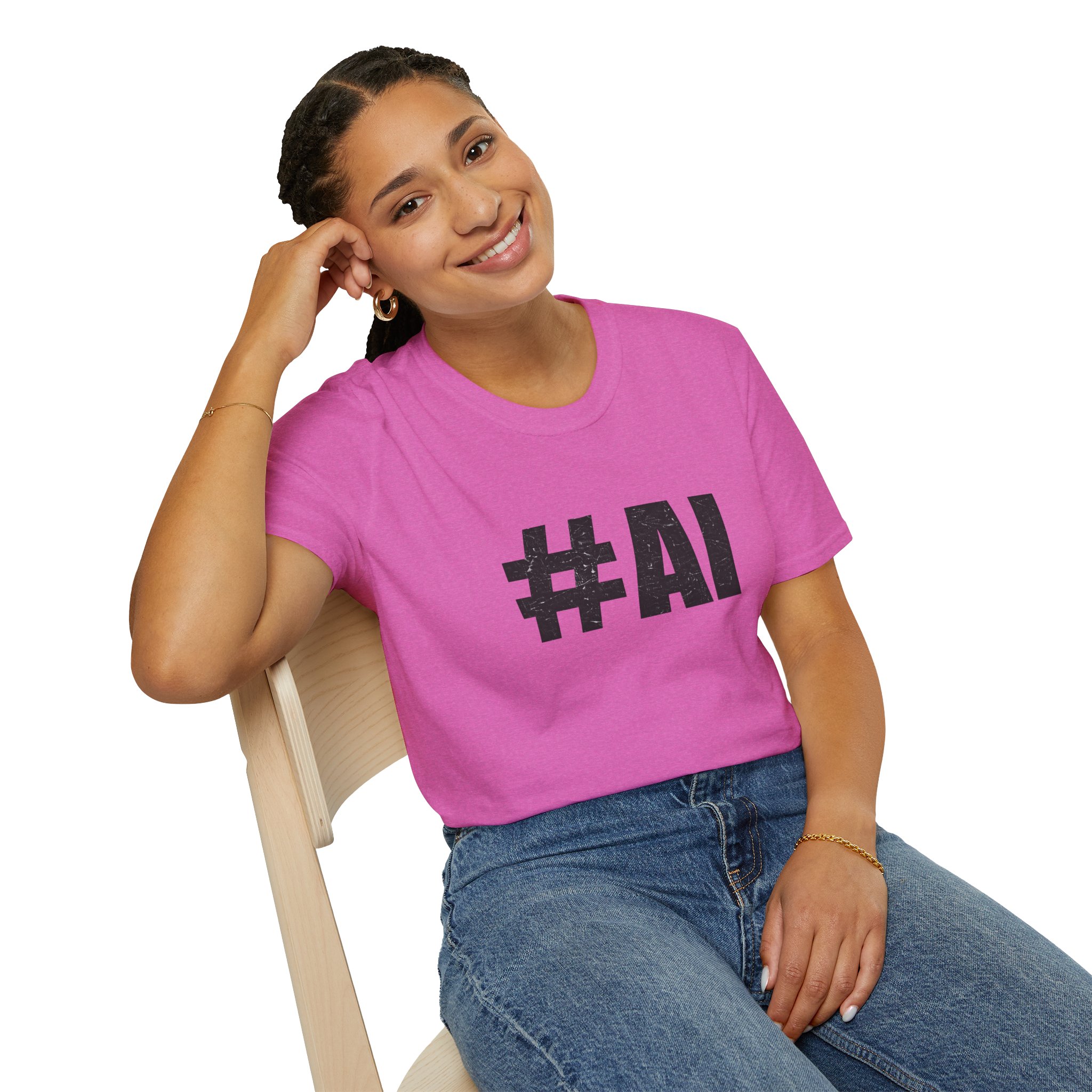 #AI Distressed Dark Minimalist Artificial Intelligence Graphic T-Shirt - Image 162