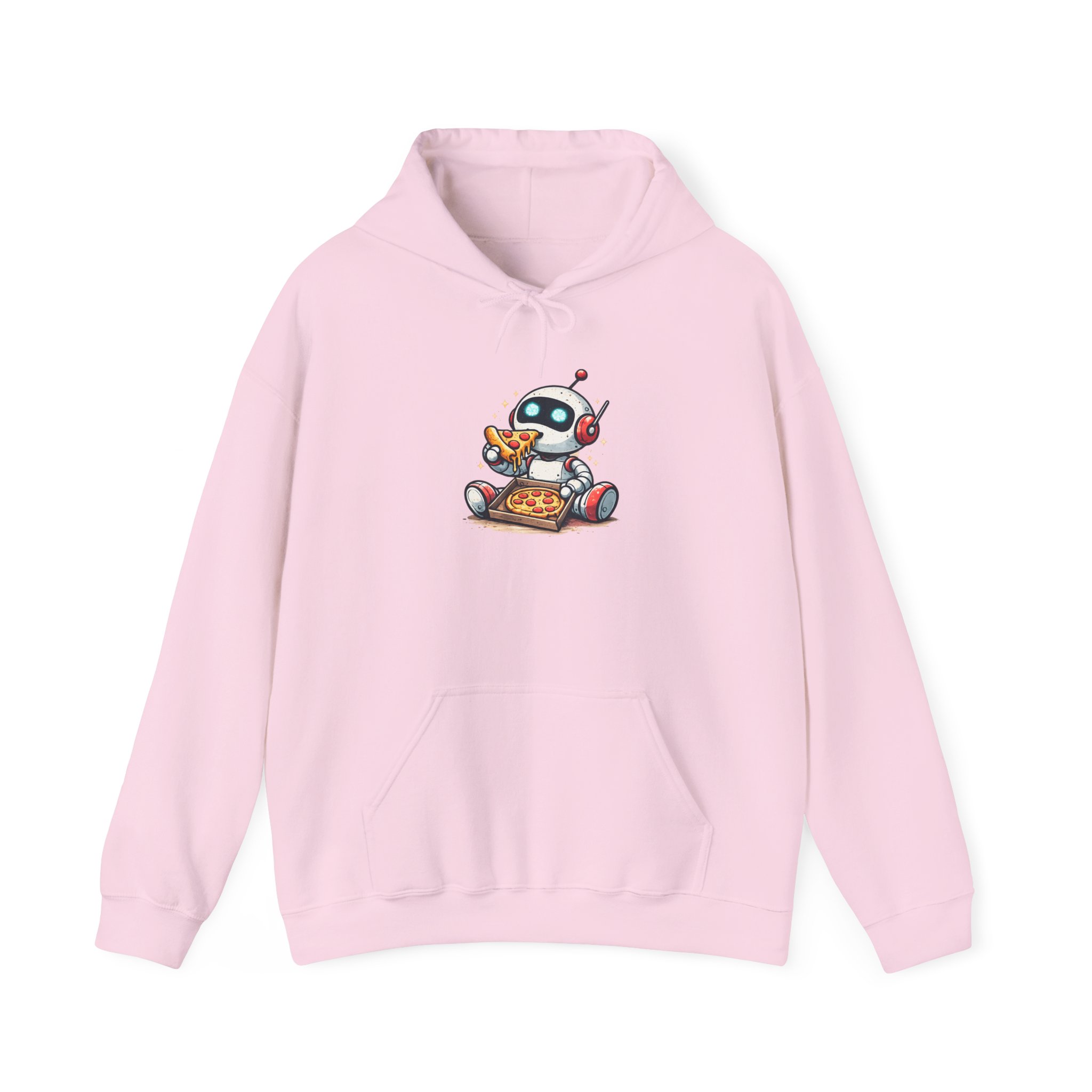 Robot Eating Pizza – Cute AI Tech Humor Graphic Pullover Hoodie - Image 145