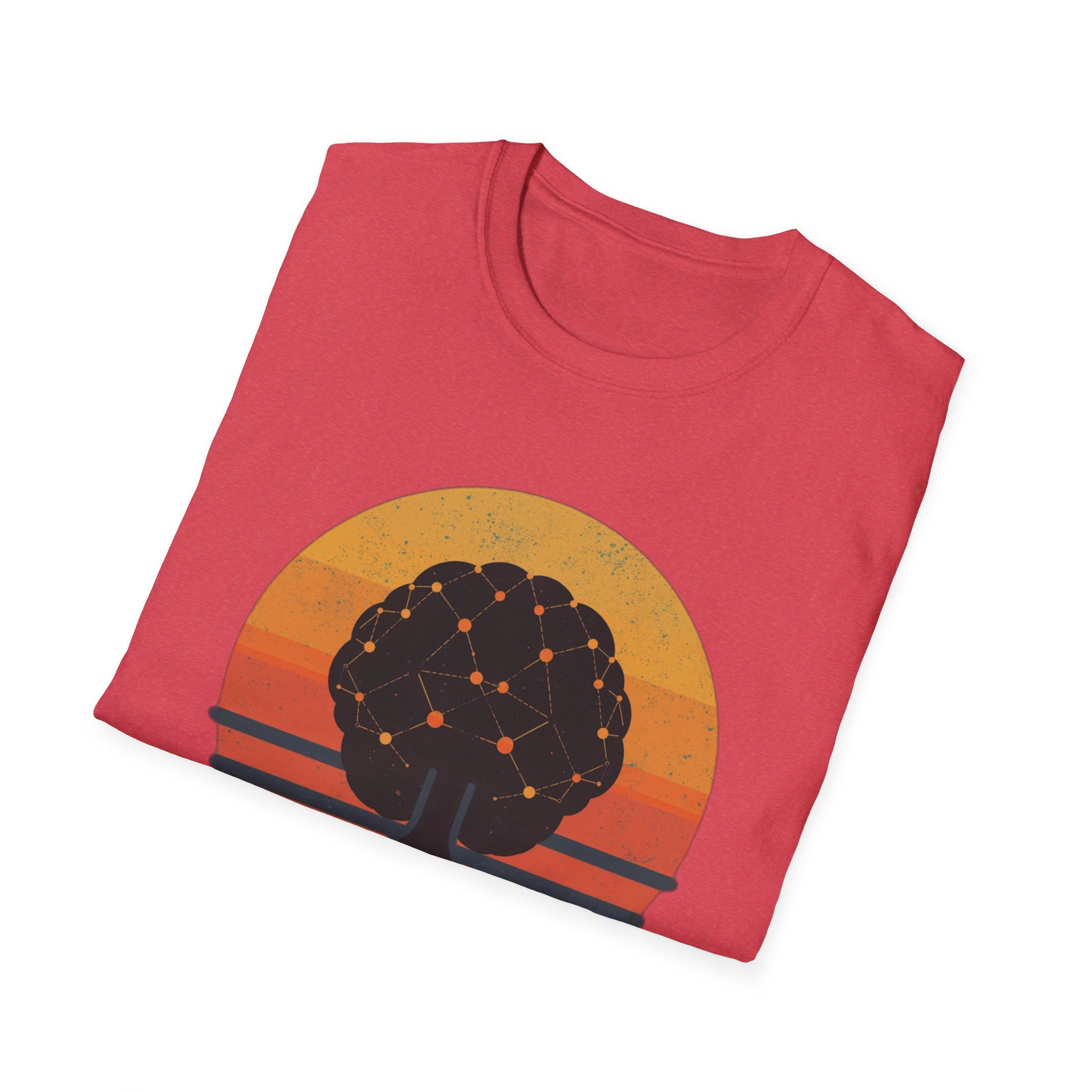 Powered by Neural Nets Retro Sunset Neural Network Tree AI T-Shirt - Image 139