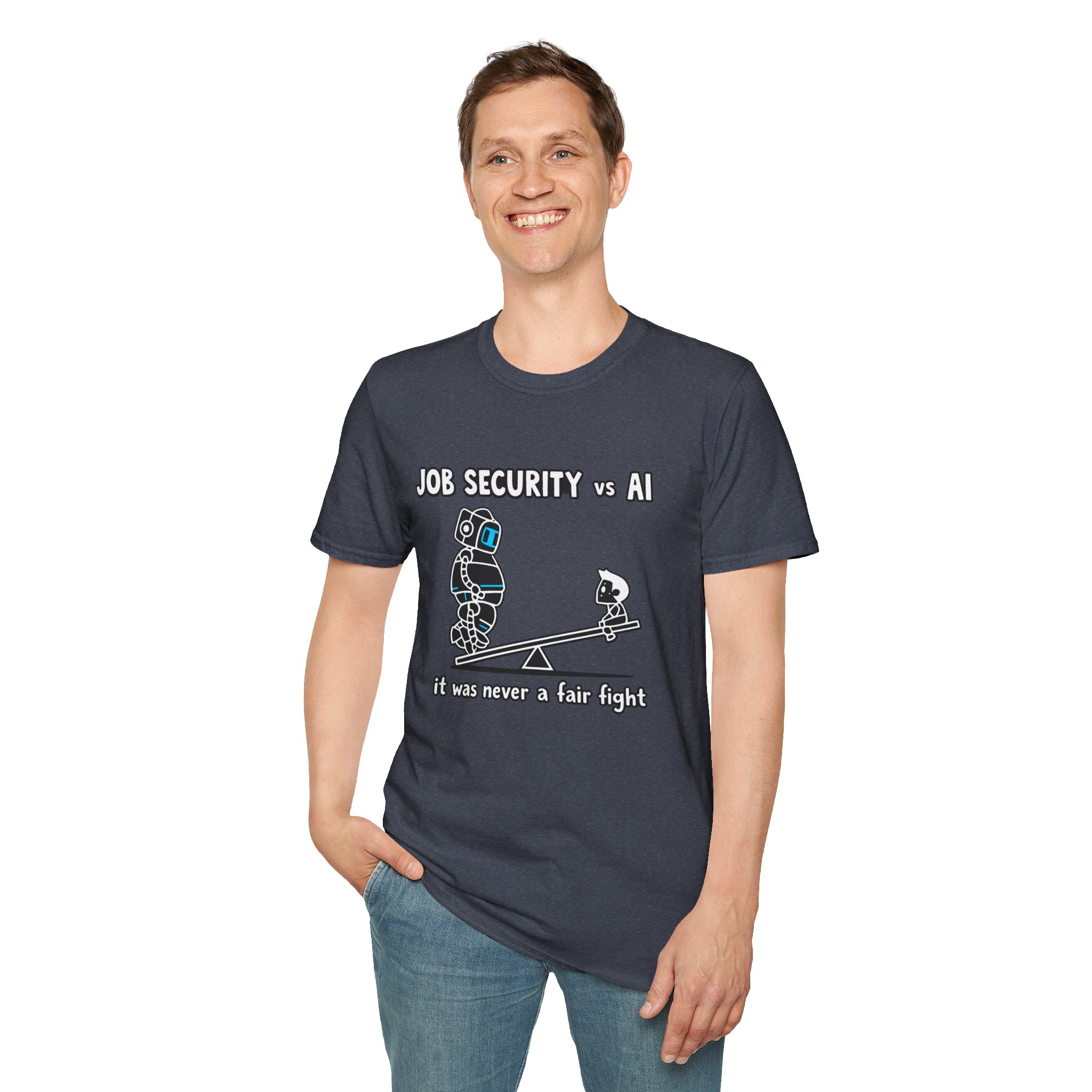 POV You're An AI And It's Monday – Funny Tired Robot Graphic T-Shirt - Image 127
