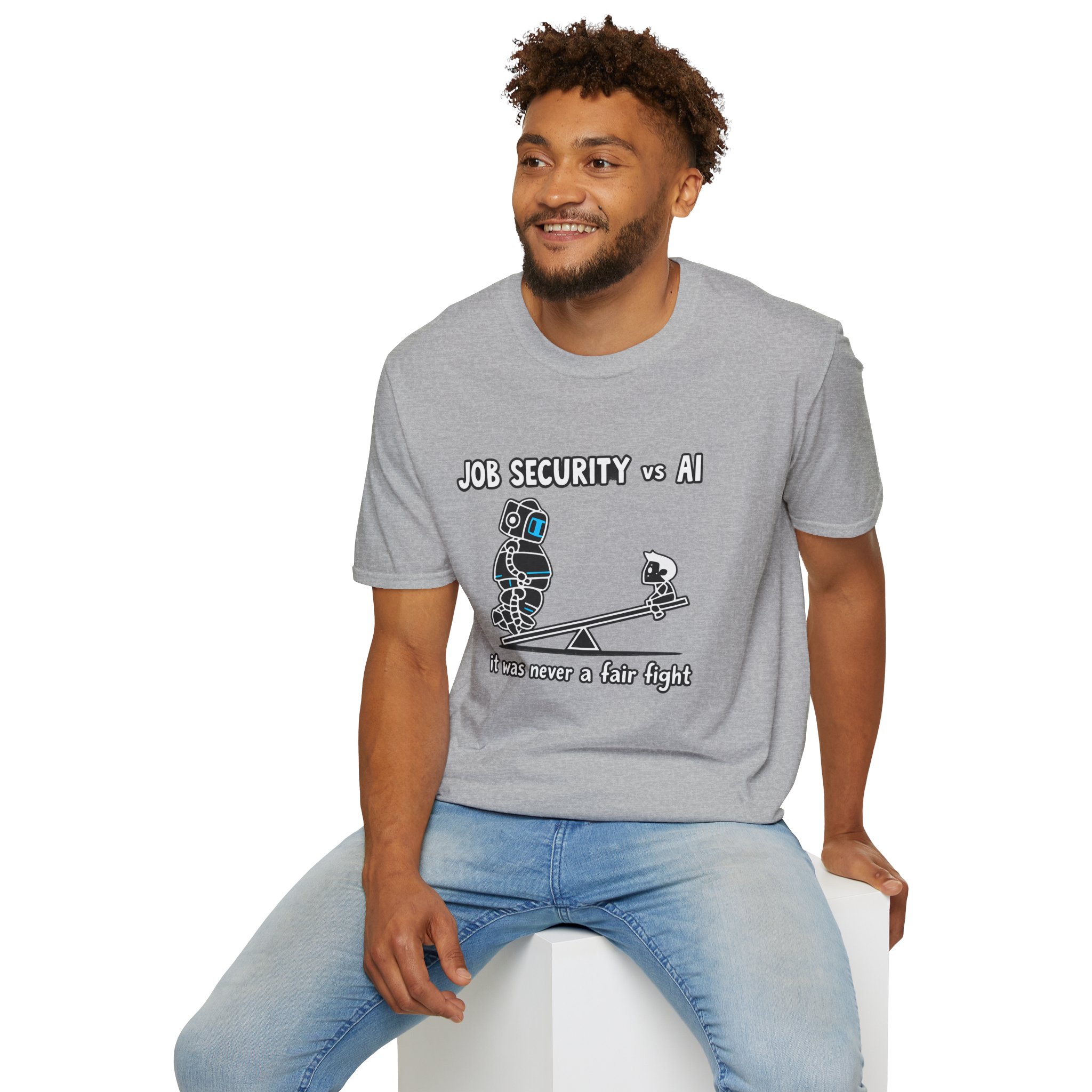 POV You're An AI And It's Monday – Funny Tired Robot Graphic T-Shirt - Image 43