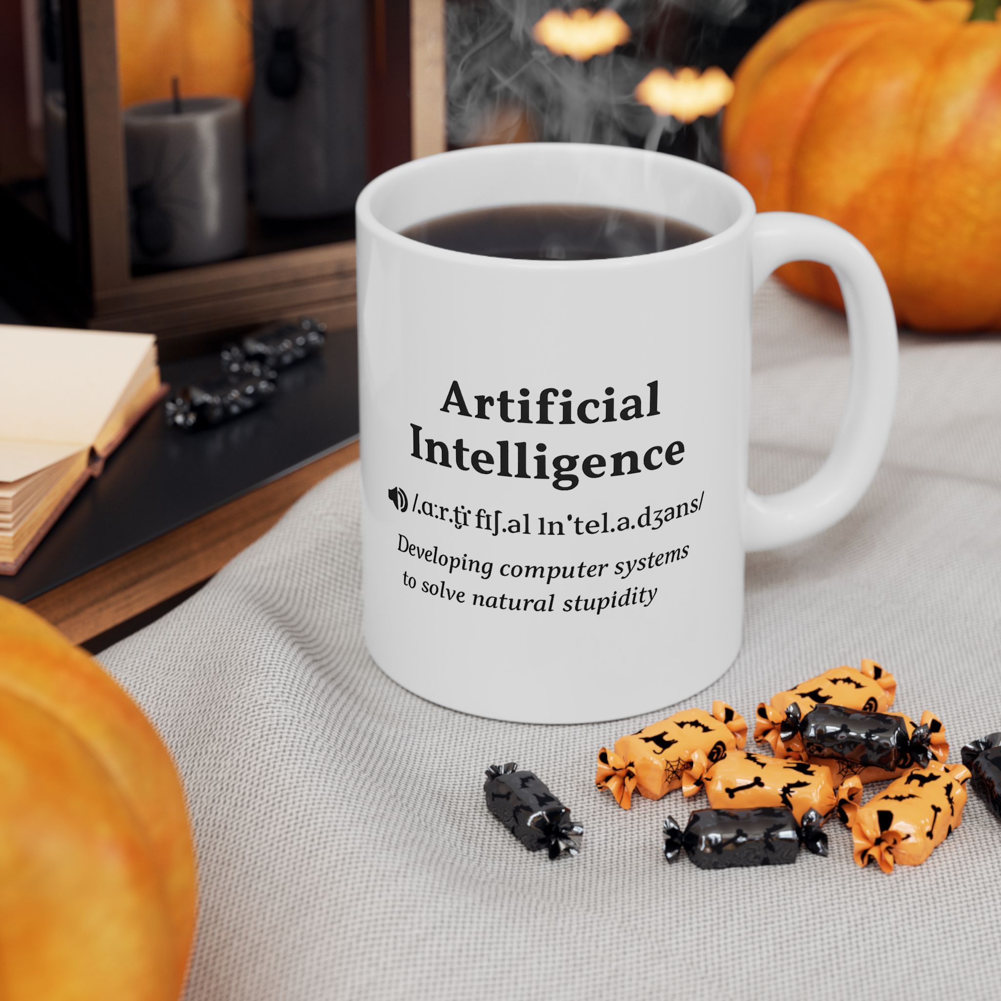 Artificial Intelligence — Solving Natural Stupidity Funny Tech Coffee Mug (11oz, 15oz) - Image 7