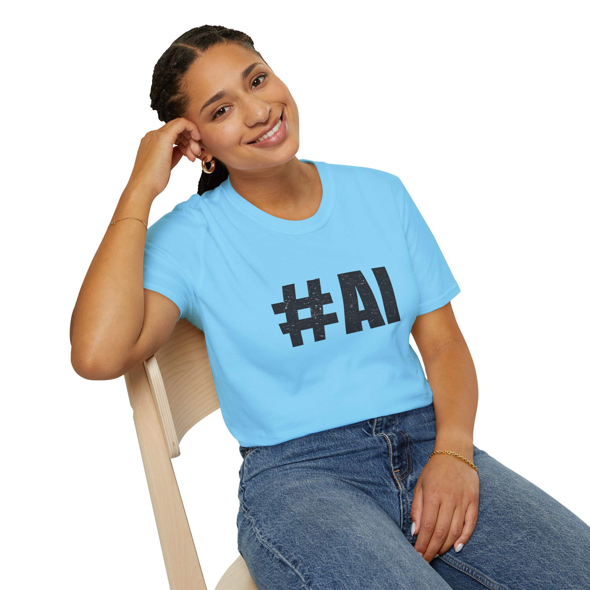#AI Distressed Dark Minimalist Artificial Intelligence Graphic T-Shirt - Image 107
