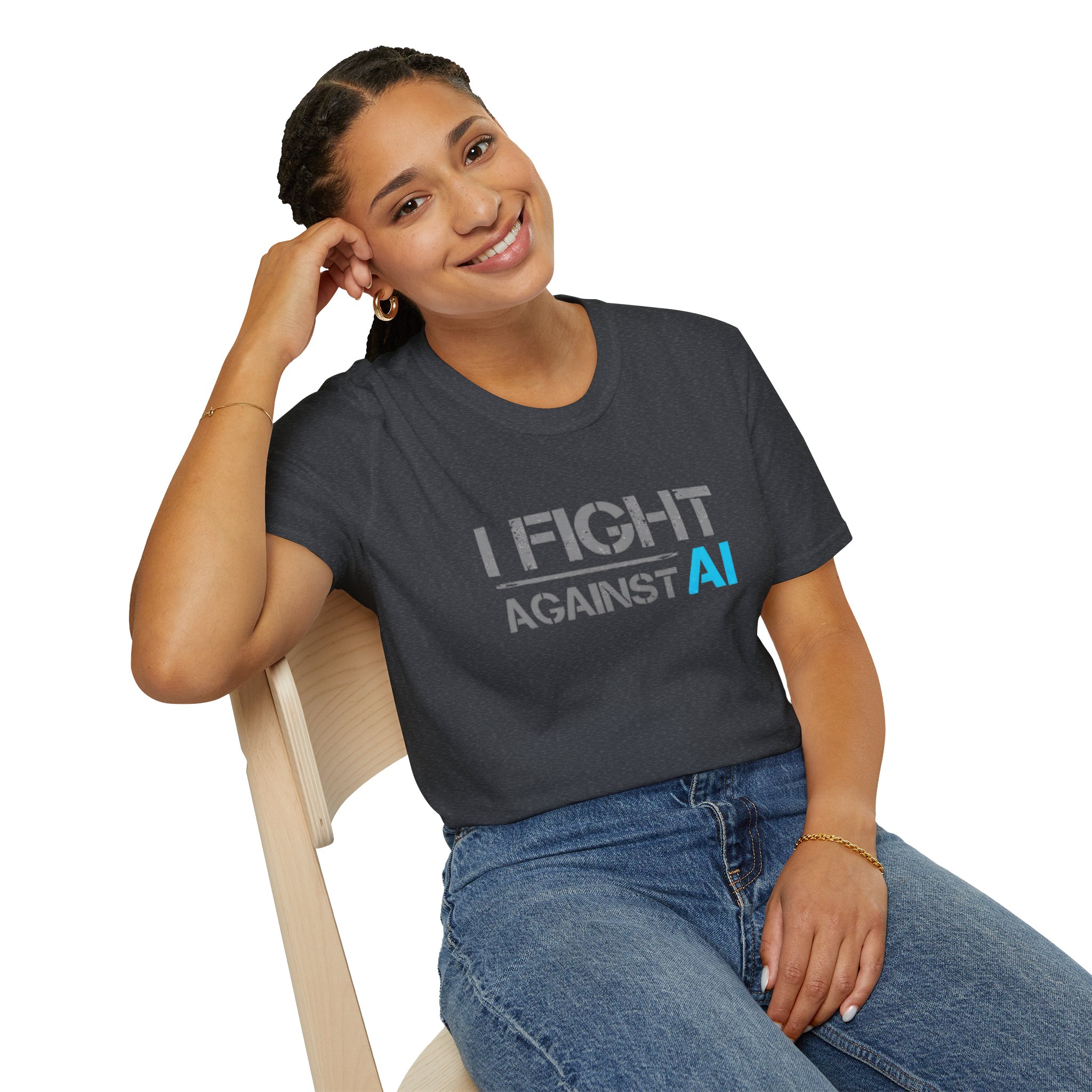 I Fight Against AI – Anti-AI Resistance Graphic T-Shirt for Creatives - Image 88