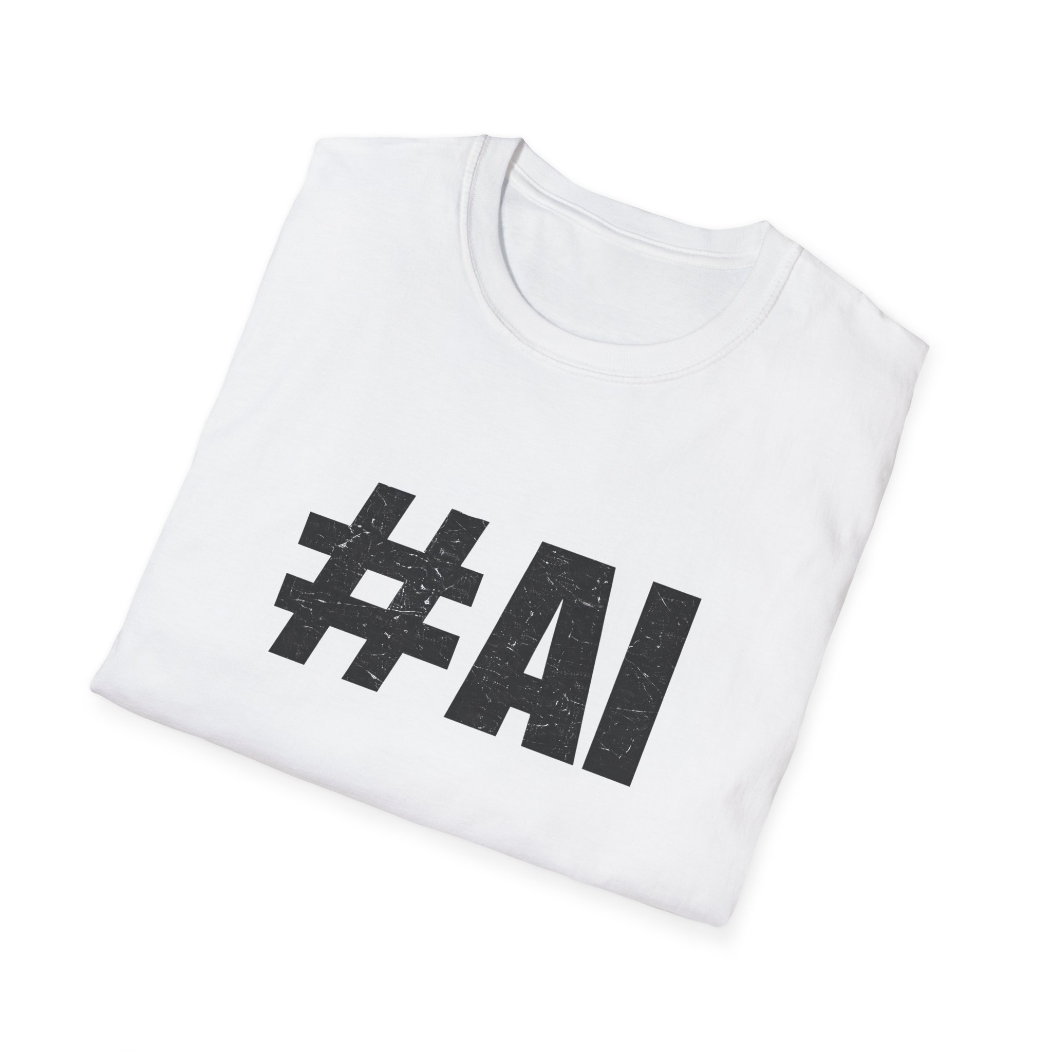 #AI Distressed Dark Minimalist Artificial Intelligence Graphic T-Shirt - Image 19