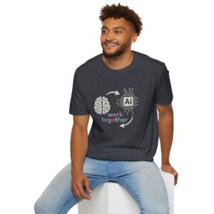 Human Brain Meets AI Chip – Work Together Tech Graphic T-Shirt