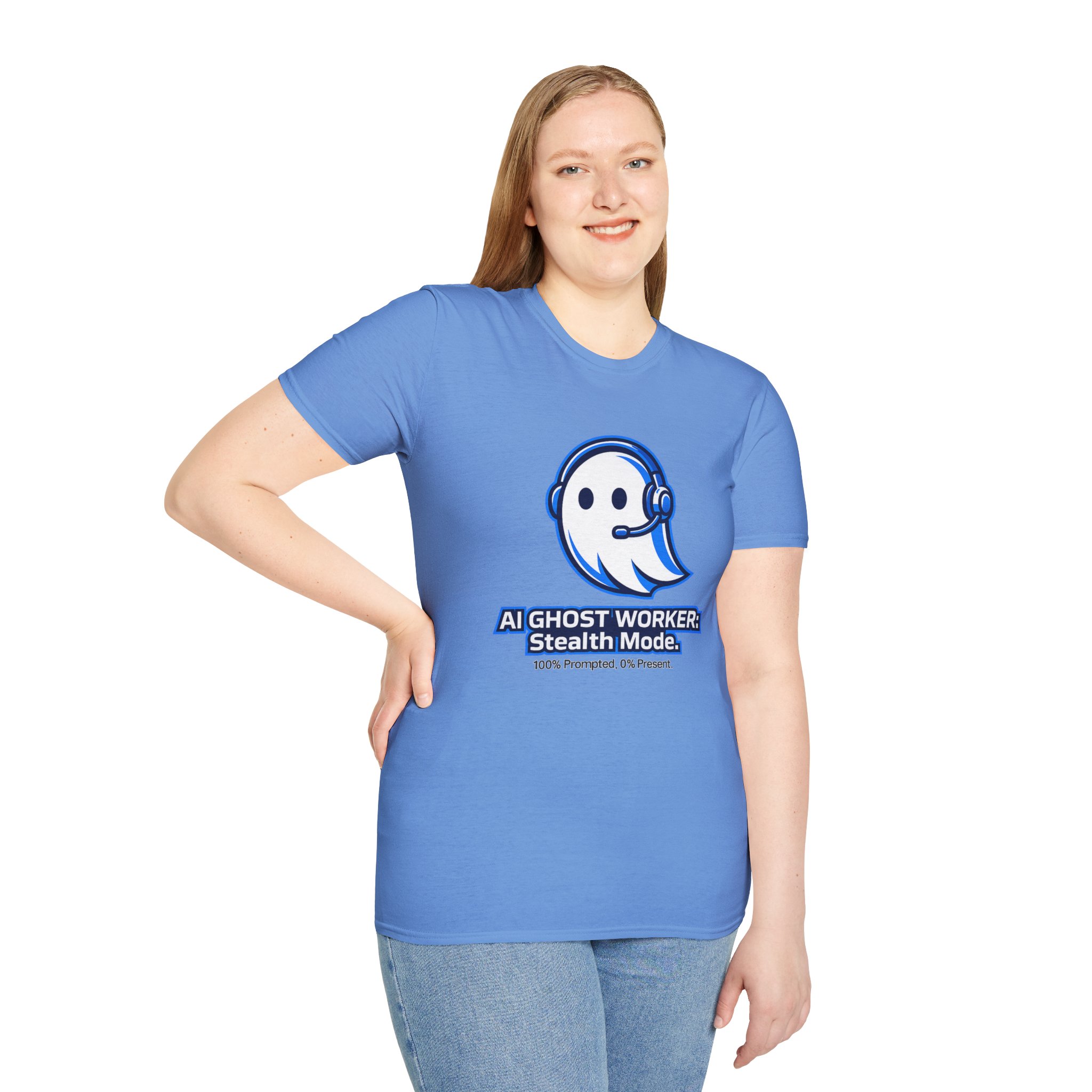 AI Ghost Worker Stealth Mode – 100% Prompted 0% Present Funny T-Shirt - Image 82