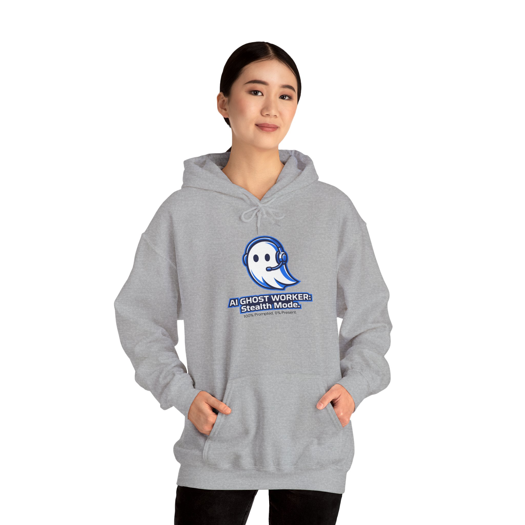 AI Ghost Worker Stealth Mode – 100% Prompted 0% Present Funny Hoodie - Image 54