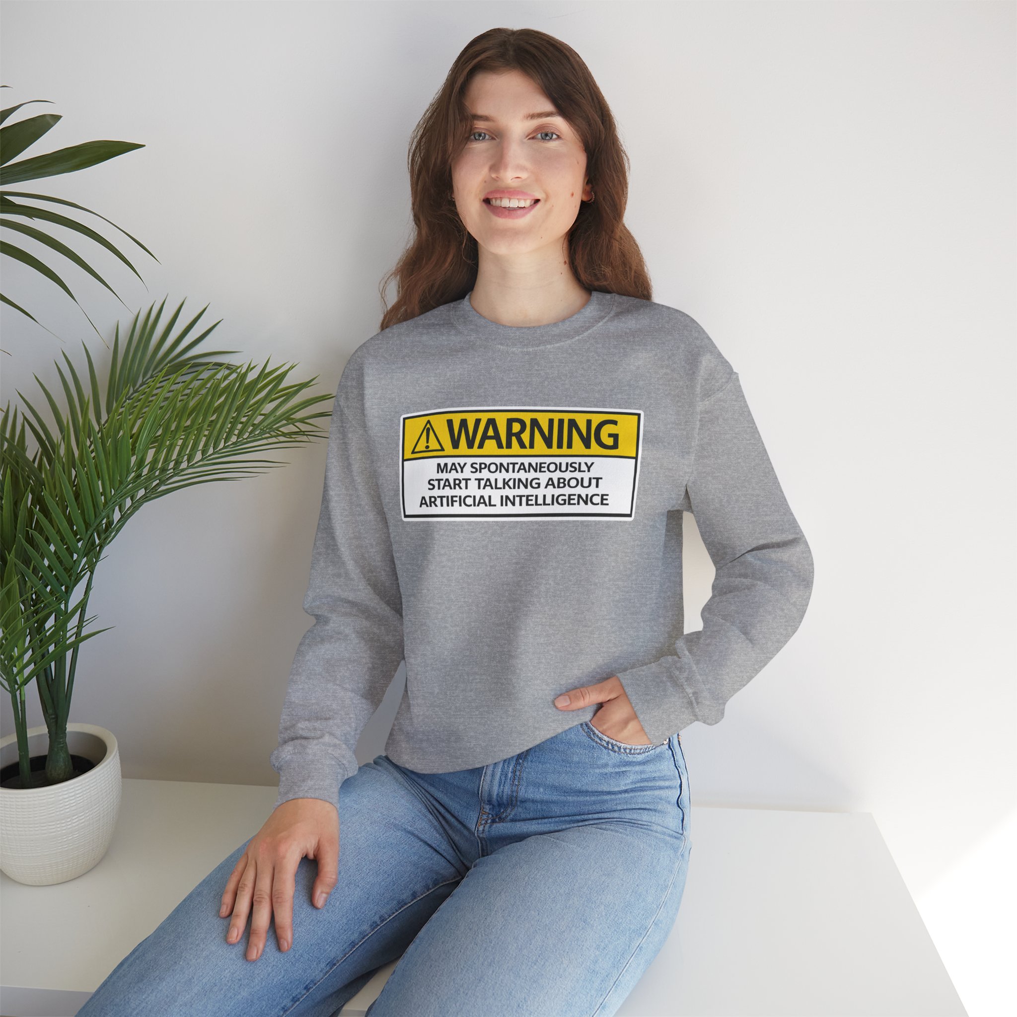 Warning May Talk About AI Sweatshirt | Funny Artificial Intelligence Hoodie - Image 48