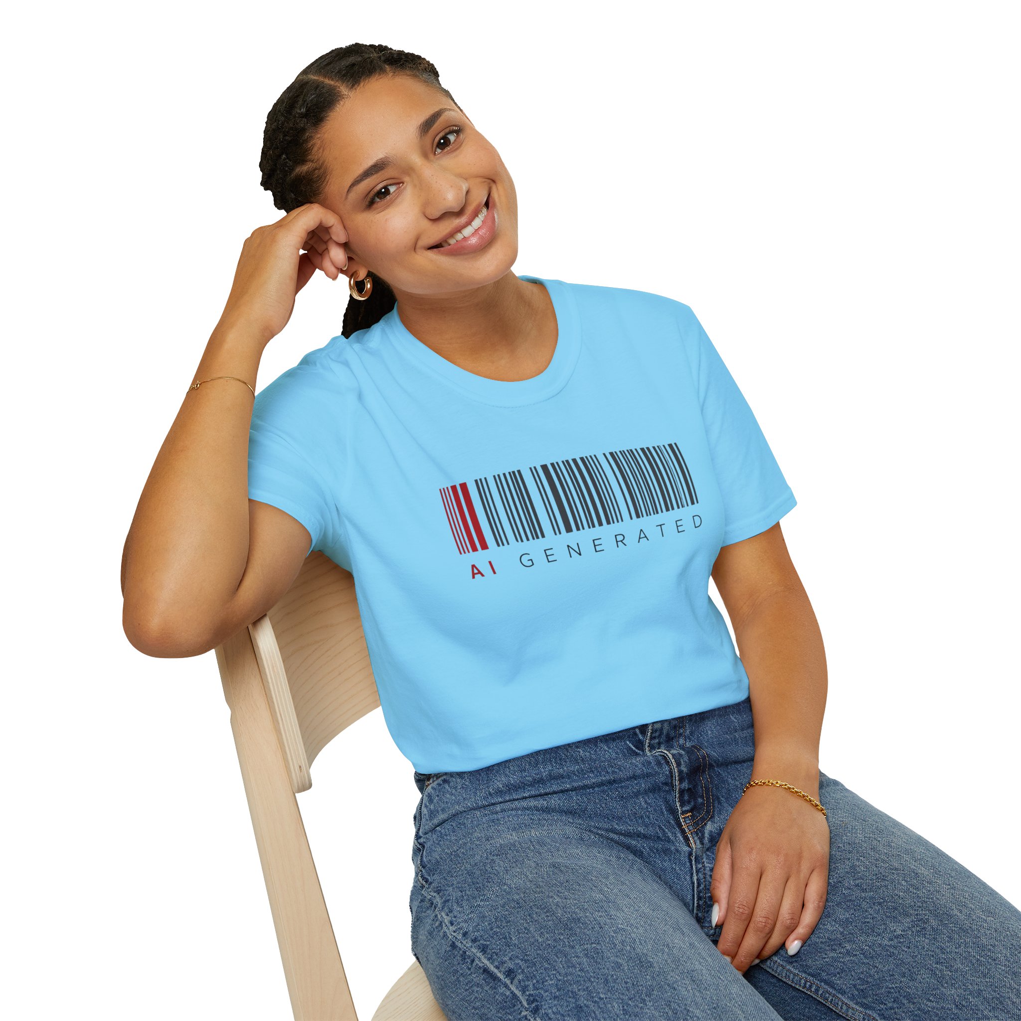 AI Generated Barcode Dark Minimalist Generative Art Graphic T-Shirt - Image 118
